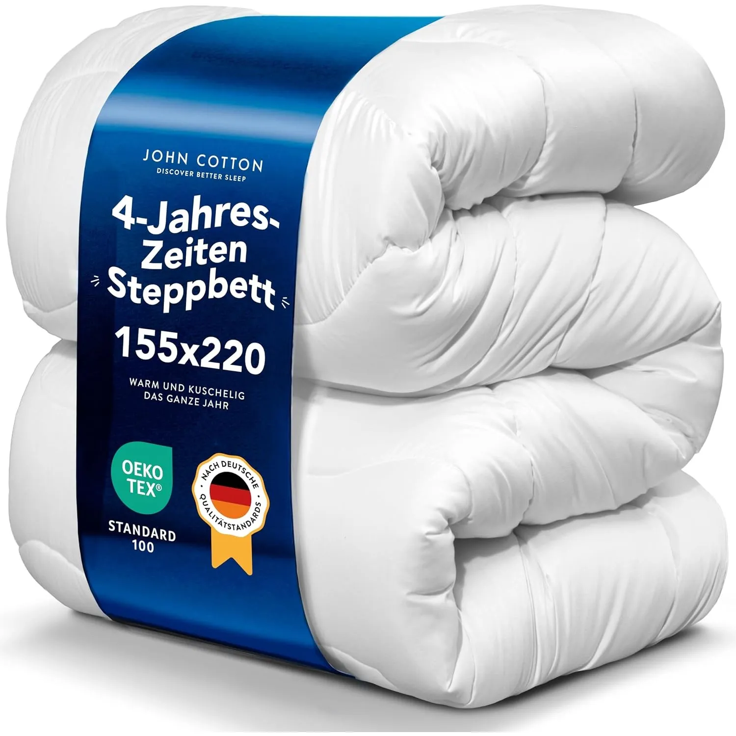 John Cotton 4 Jahreszeiten Bettdecke 155x220 - Atmungsaktive 3-in-1 Bettdecken für Sommer & Winter | Oeko-Test Zertifiz…