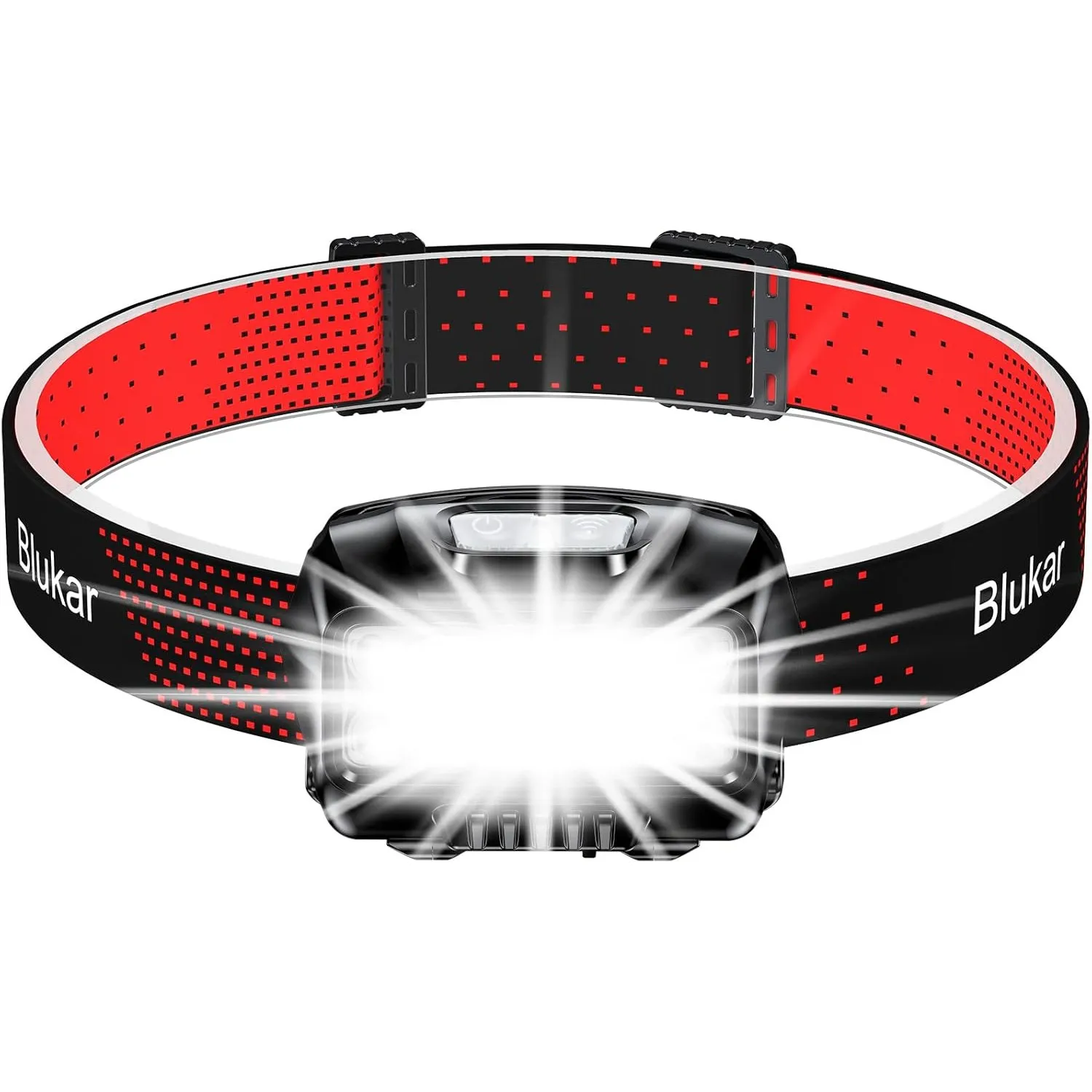 Blukar LED Stirnlampe Aufladbar, Stufenlos Dimmbar Kopflampe mit Rotlicht