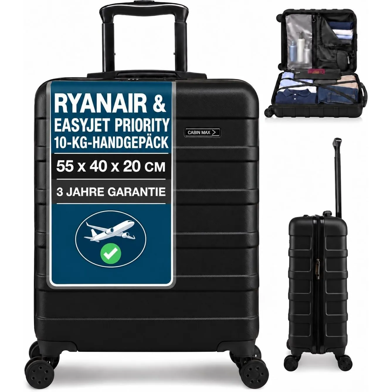 Cabin Max Handgepäck Koffer groß Trolley Handgepäck 55x40x20 Reisekoffer