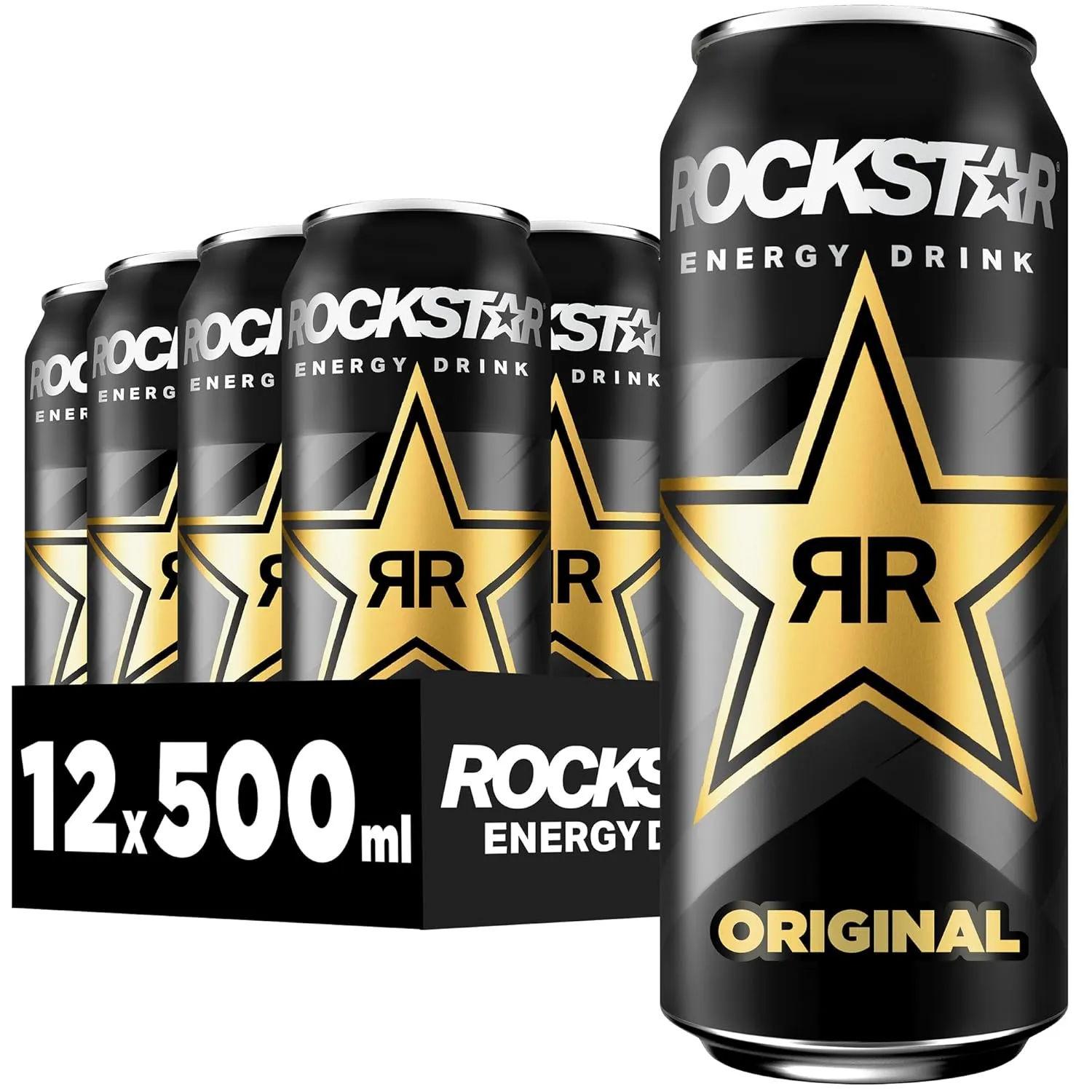 Rockstar Energy Drink Original - Koffeinhaltiges Erfrischungsgetränk für den Energie Kick, EINWEG (12x 500ml) (Verpacku…