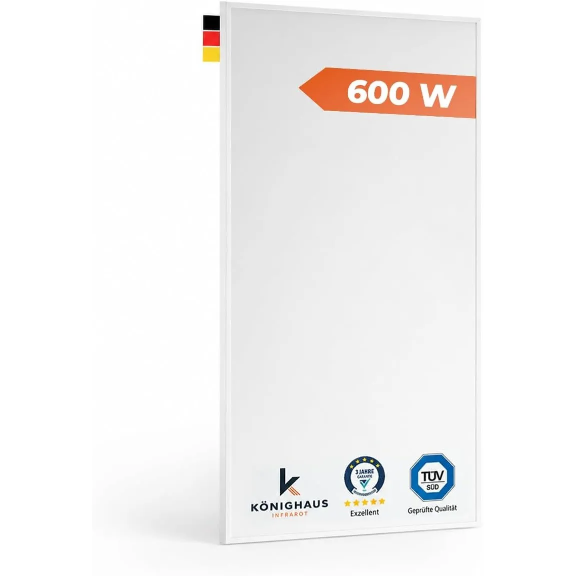 Könighaus Infrarotheizung - 600 Watt mit TÜV SÜD + 5 Jahre Herstellergarantie ✓ Doppelter Überhitzungsschutz ✓ Heizkörp…