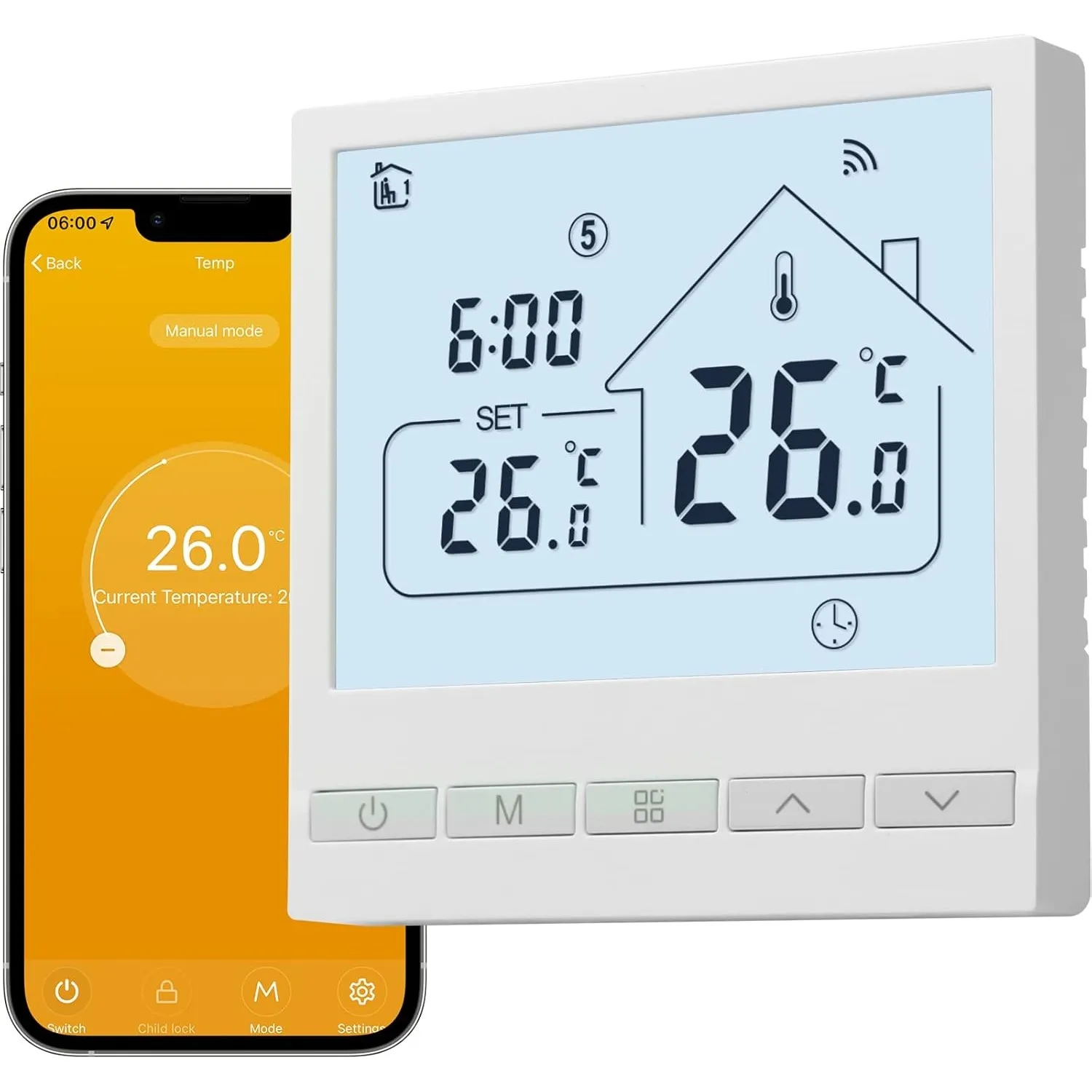 BEOK CONTROLS Thermostat Fussbodenheizung Wasser, Raumthermostat WLAN 230V
