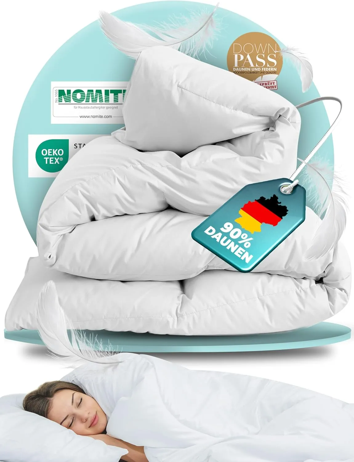 BEFA NATUR Down Duvet, Made in Germany, 135 x 200 cm, 90% Down and 10% Feathers, Suitable for All Seasons, Suitable for…
