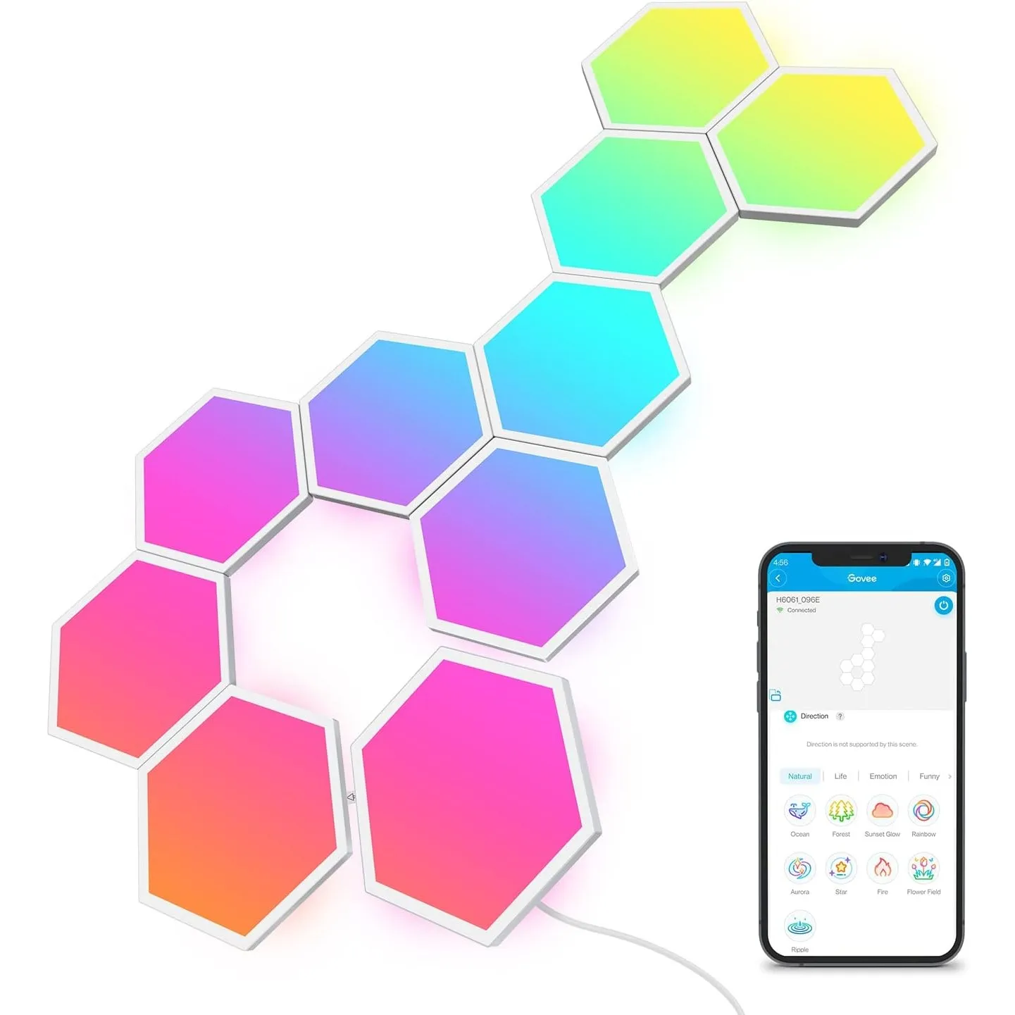 Govee LED Sechseck Hexagon Panel Gaming,10 RGBIC Smart Wandleuchte | Funktioniert mit Alexa, Google Assistant, Wi-Fi,Kr…