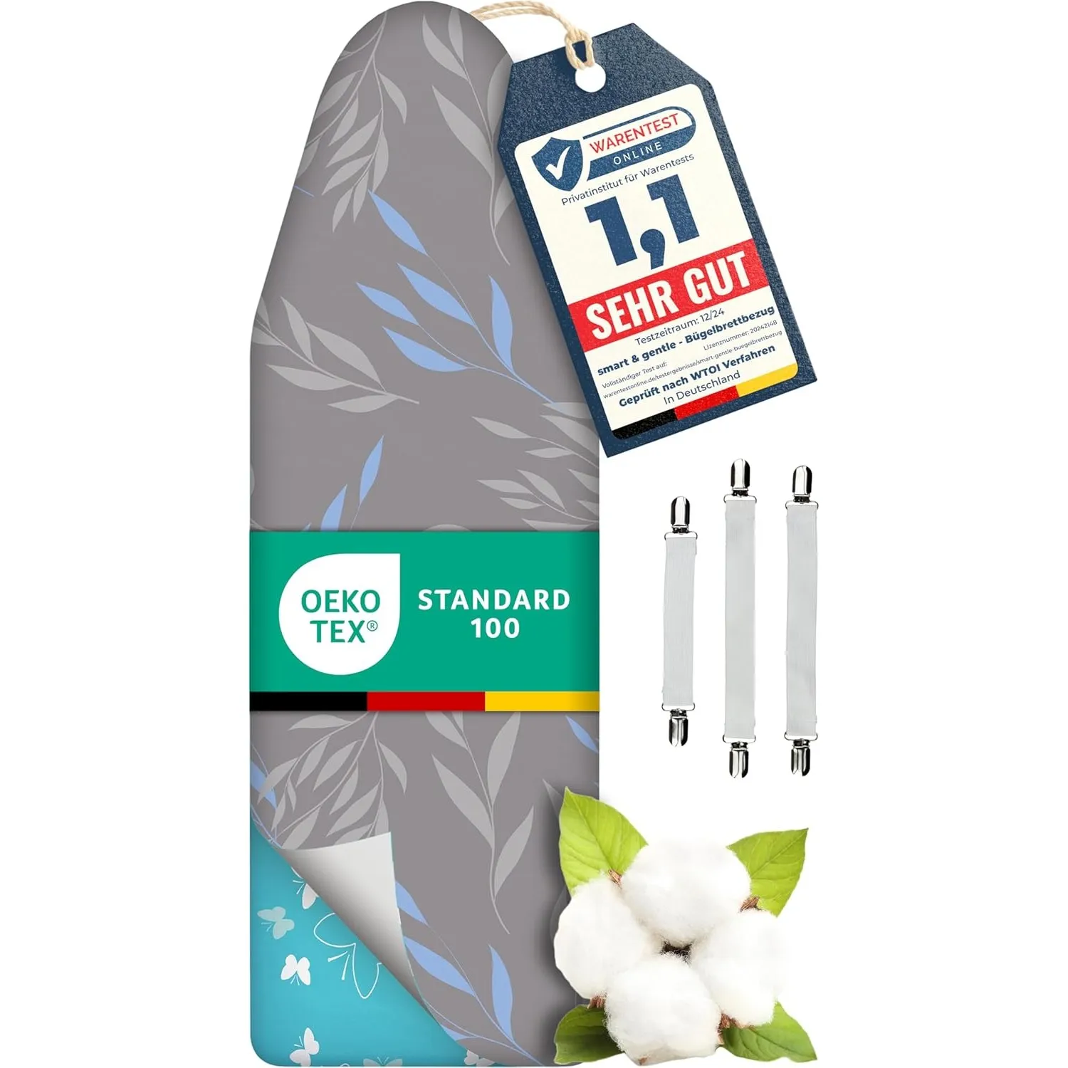 Super Soft 5 Schichten Turbo-Bügelbrettbezug 120x45, Made in Germany, ÖKOTEX Baumwoll-Polsterung, schneller mit Thermor…