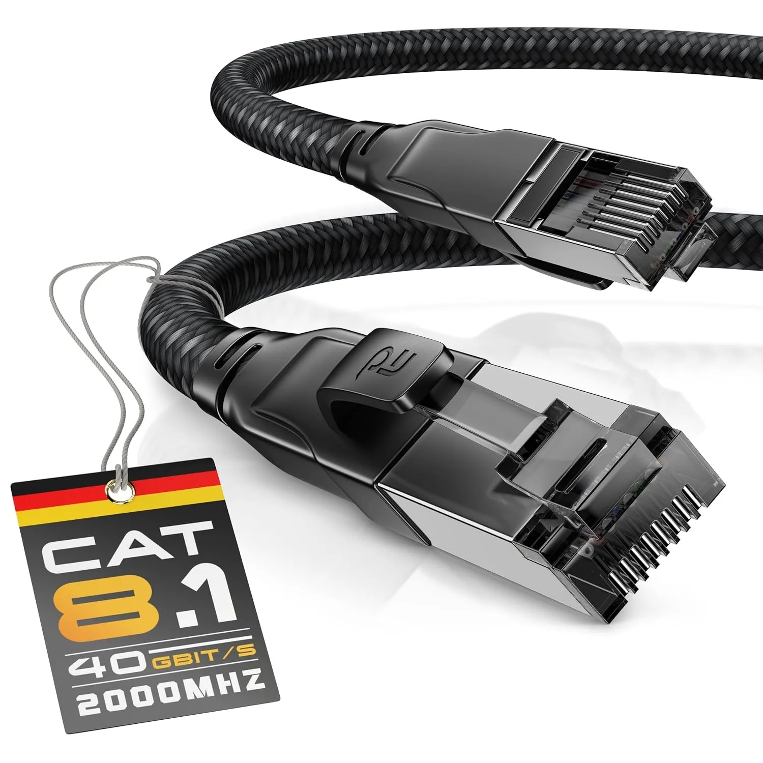 CSL LAN Kabel 20m rund, Cat 8 Netzwerkkabel (20 Meter, schwarz)