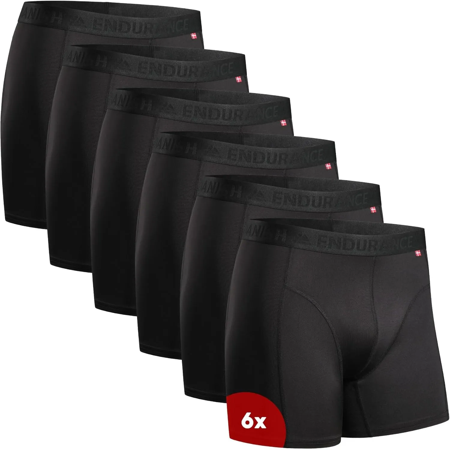 DANISH ENDURANCE 6er Pack Sport Boxershorts Herren, Funktionsunterwäsche, Sportunterwäsche Herren, Elastisch, Geruchsne…