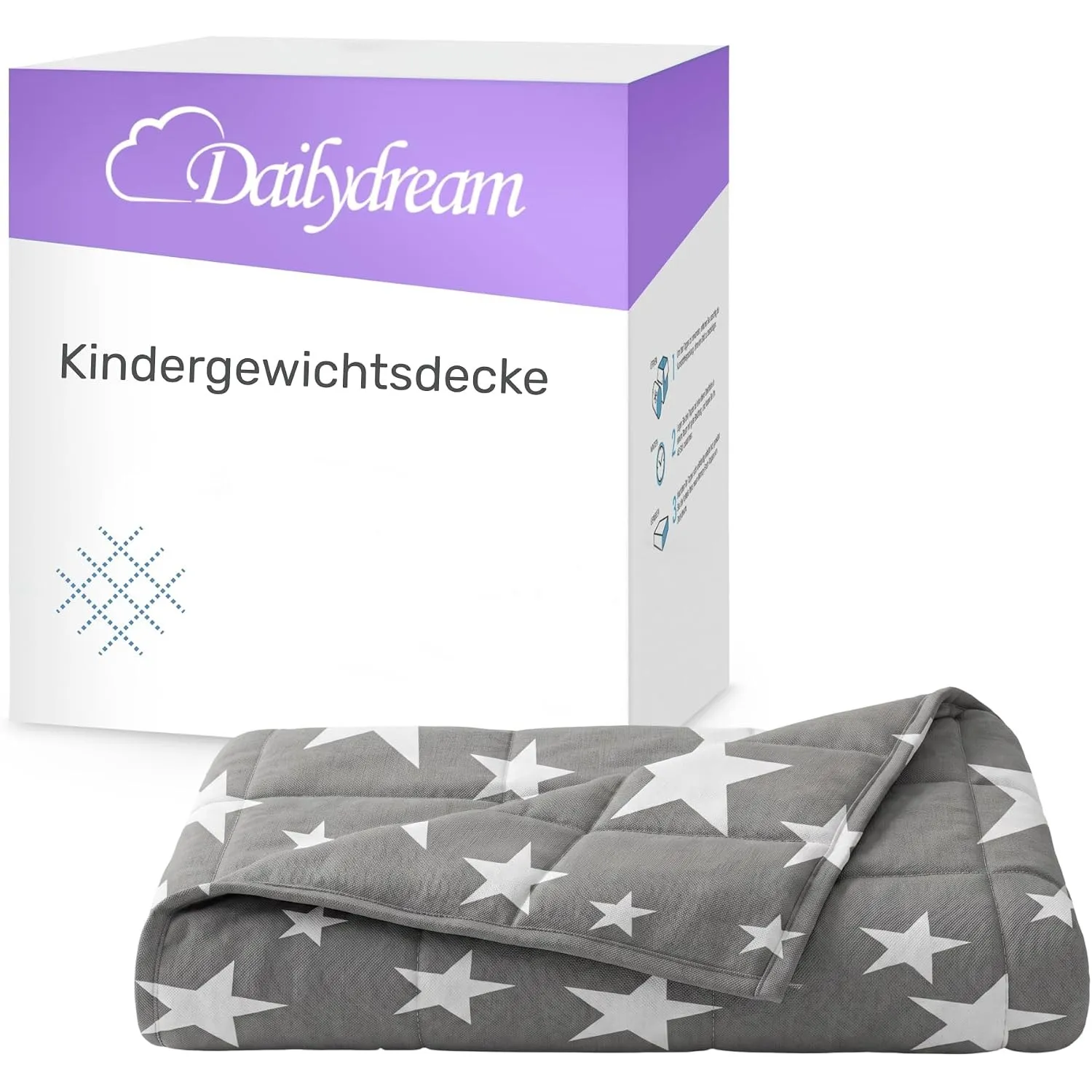 Dailydream Gewichtsdecke Kinder 90x120cm, 2,5 kg, Baumwolle, Motiv Sterne