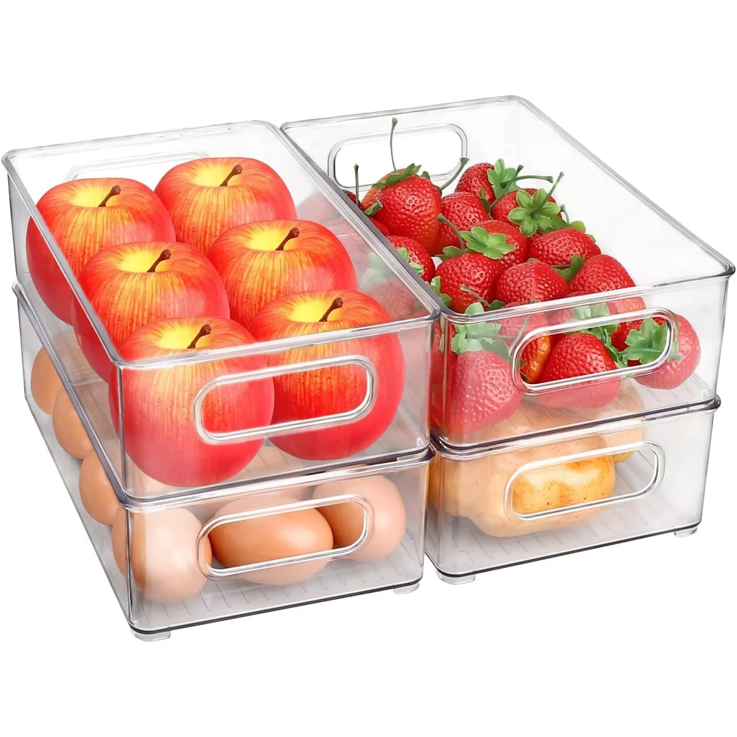 Kühlschrank Organizer Stapelbar, Aufbewahrungsbox Küche (4 Stück)