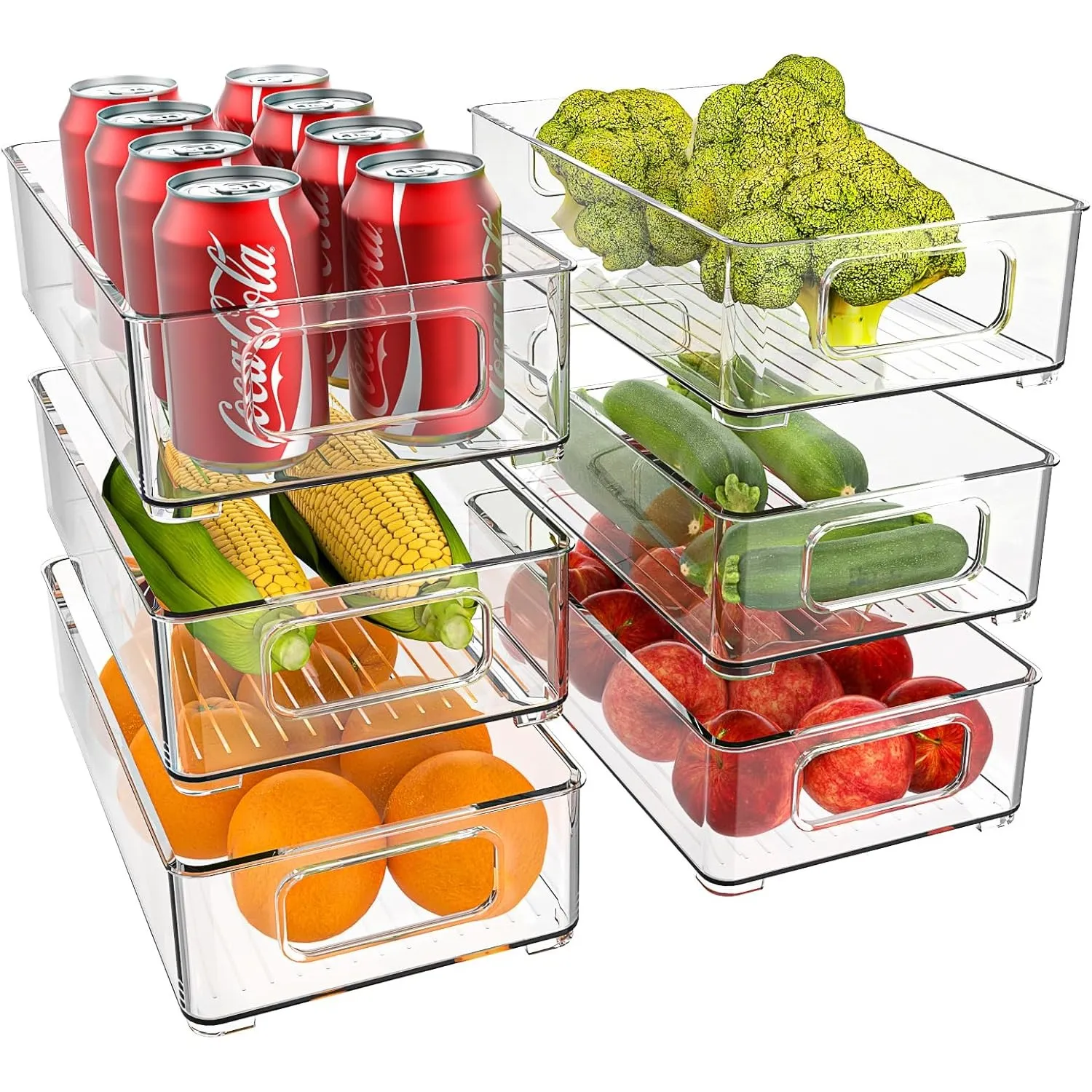 Kühlschrank Organizer Stapelbar, Aufbewahrungsbox Küche (6 Stück)