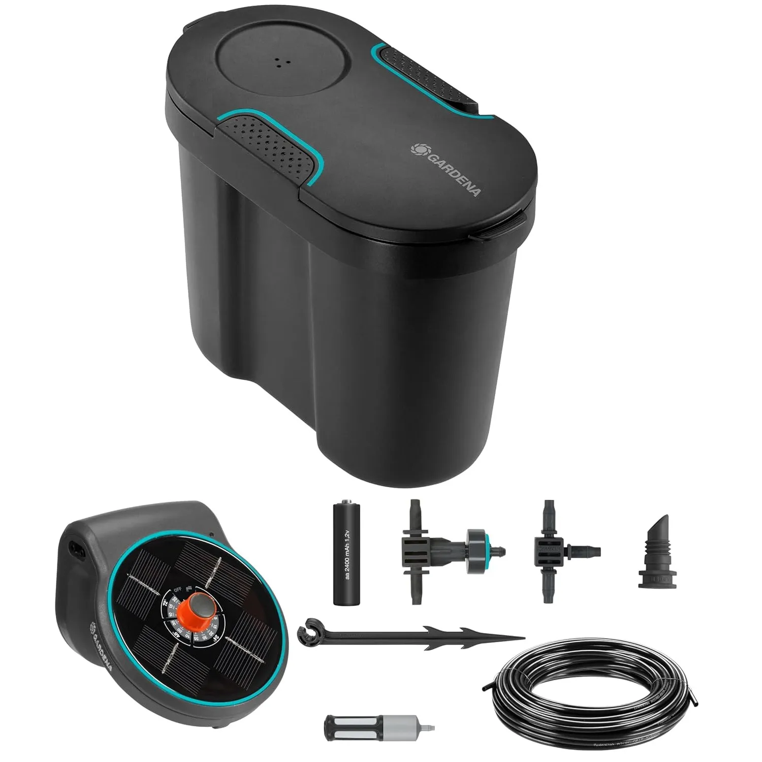 Gardena Solar-Bewässerung AquaBloom Set inkl. Wasserreservoir: Solarbetriebenes Bewässerungsset für bis zu 20 Balkonpfl…