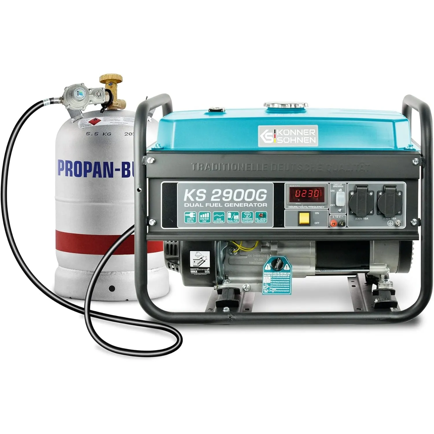 Könner&Söhnen KS 2900G LPG/Benzin-Generator 2900W, Stromerzeuger Gas