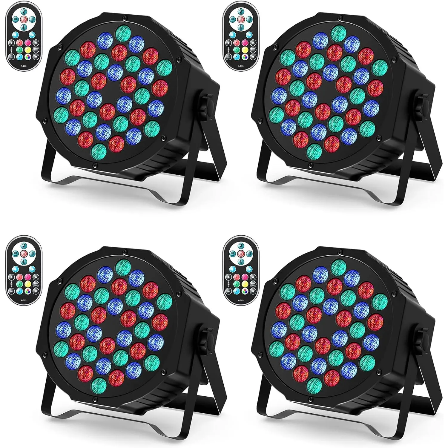 U`King 4 Pack RGB LED Par Strahler, 36 LED Bühnenlicht Partylicht mit Fernbedienung, Discolicht Scheinwerfer Bunt Beleu…
