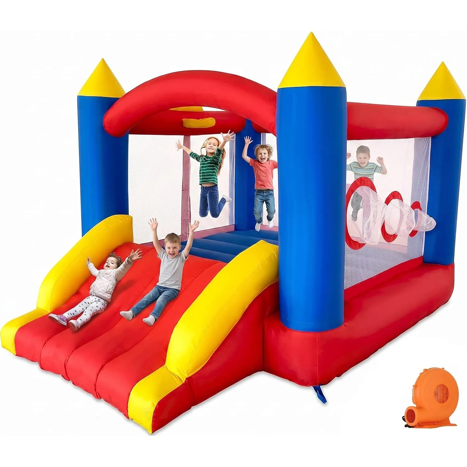 Ballsea Hüpfburg mit Gebläse, Genäht aus Extra Dickem Material, langlebig, für 3 bis 4 Kinder. Hüpfburg Kinder Indoor (…