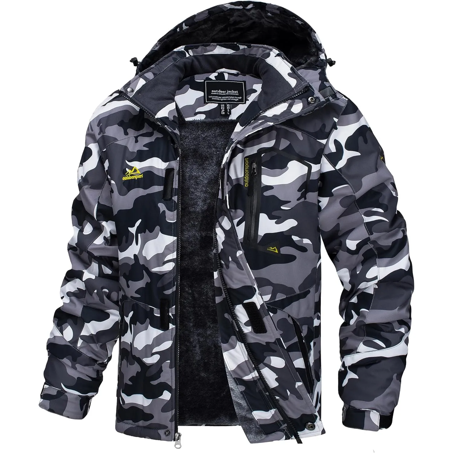 TACVASEN Herren Winter Wasserdichte Winddichte Winterjacke Warme Fleece-Futter Ski Regenmantel mit Kapuze