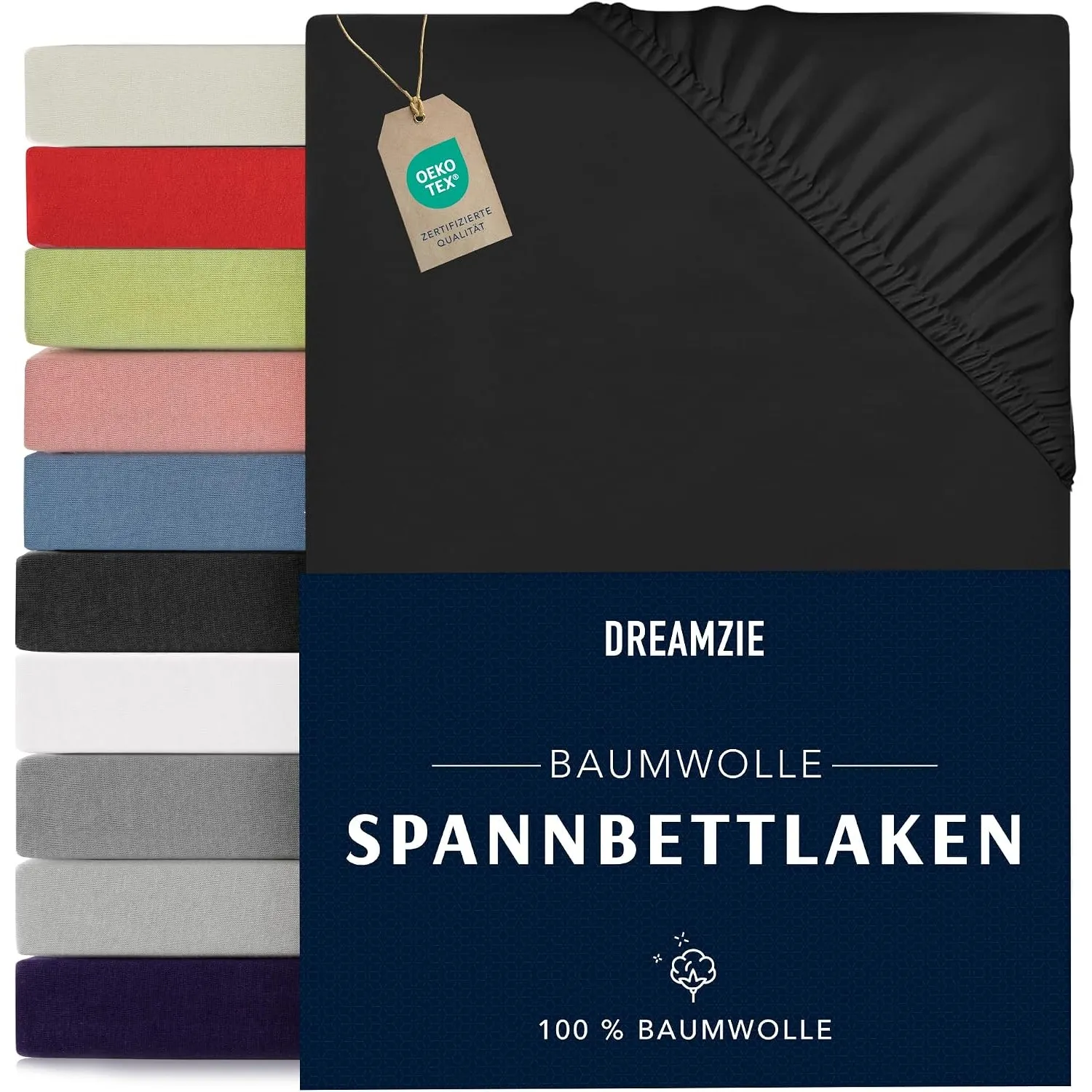 Dreamzie - Spannbettlaken - 90x200cm - 100% Baumwolle Jersey