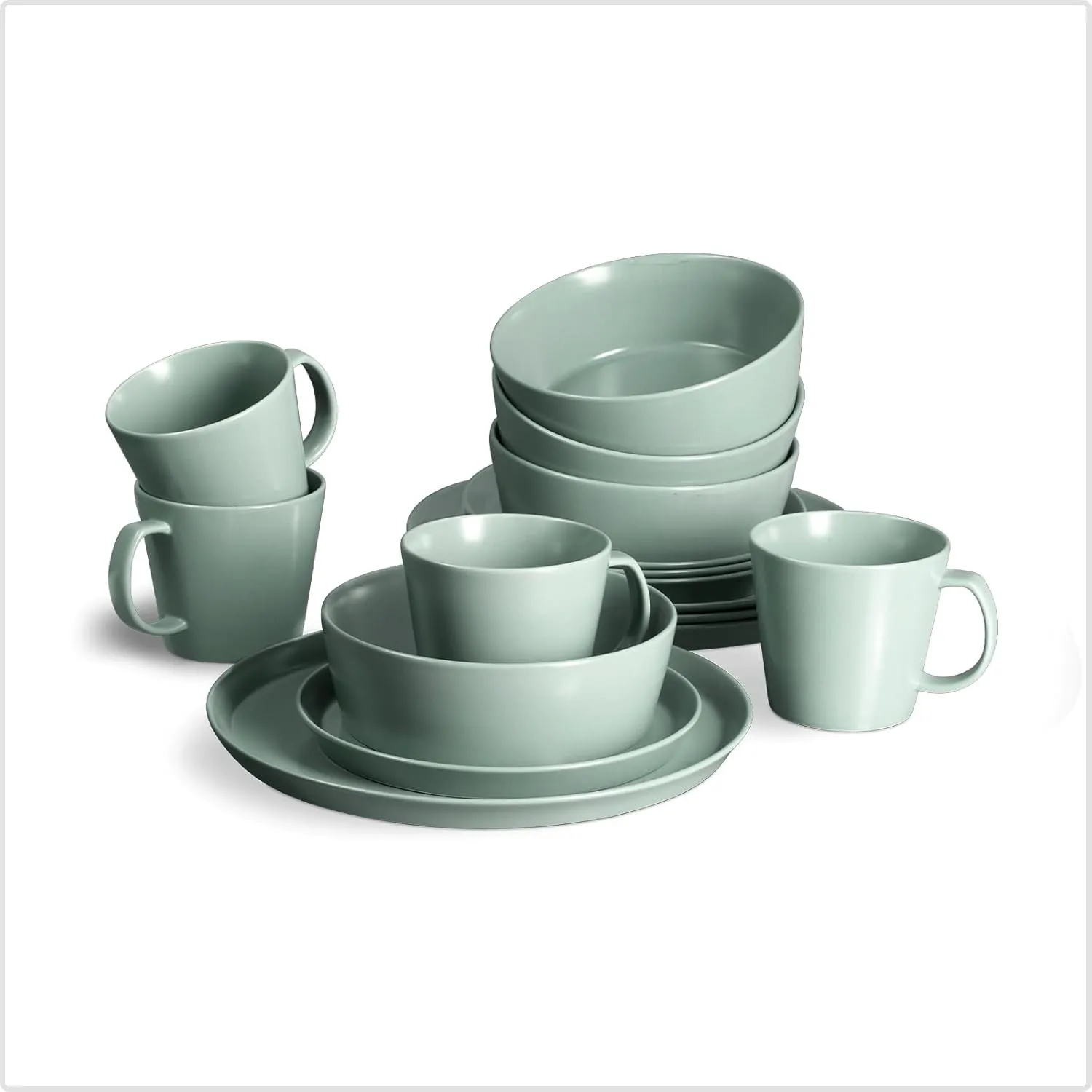 SPRINGLANE Geschirrset 16-tlg. Sweet Scandi, Mintfarbiges Geschirrservice für 4 Personen aus New Bone Keramik, skandina…