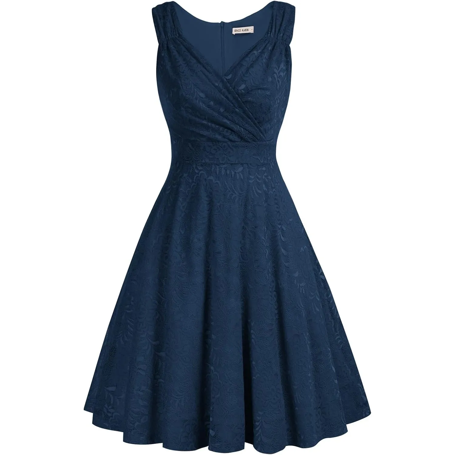 GRACE KARIN Damen Spitzen Rockabilly Kleid Knielang Retro Vintage Kleid CL645
