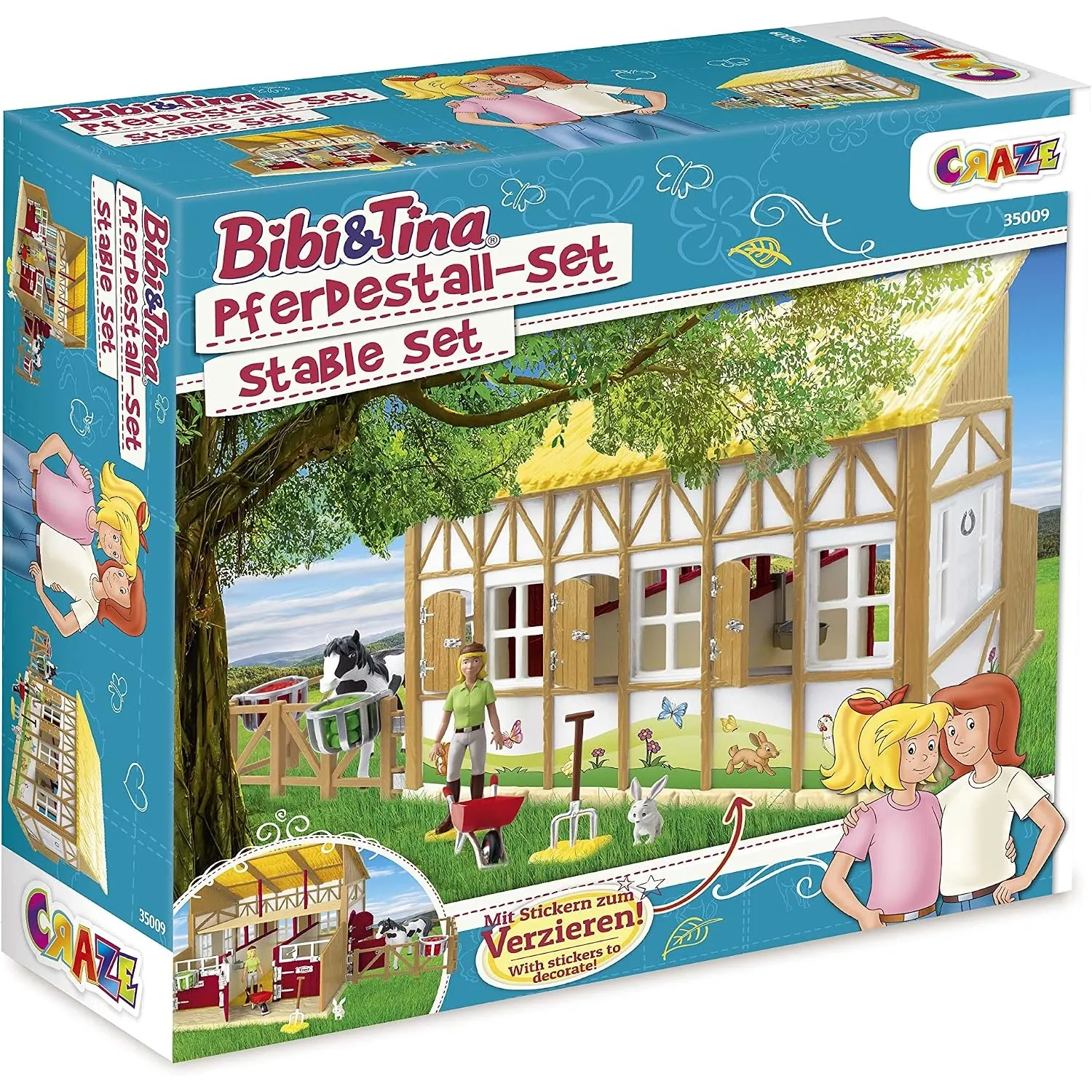 CRAZE Bibi und Tina Spielzeug Pferdestall Set Martinshof Spielset mit Pferden Spielfiguren und Pferde Zubehör Reiterhof…