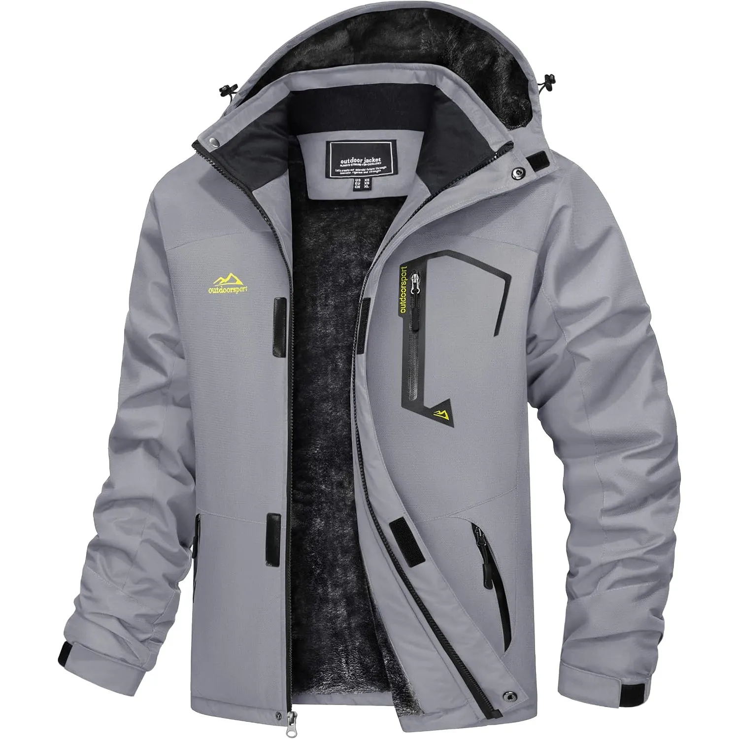 TACVASEN Herren Winter Wasserdichte Winddichte Winterjacke Warme Fleece-Futter Ski Regenmantel mit Kapuze