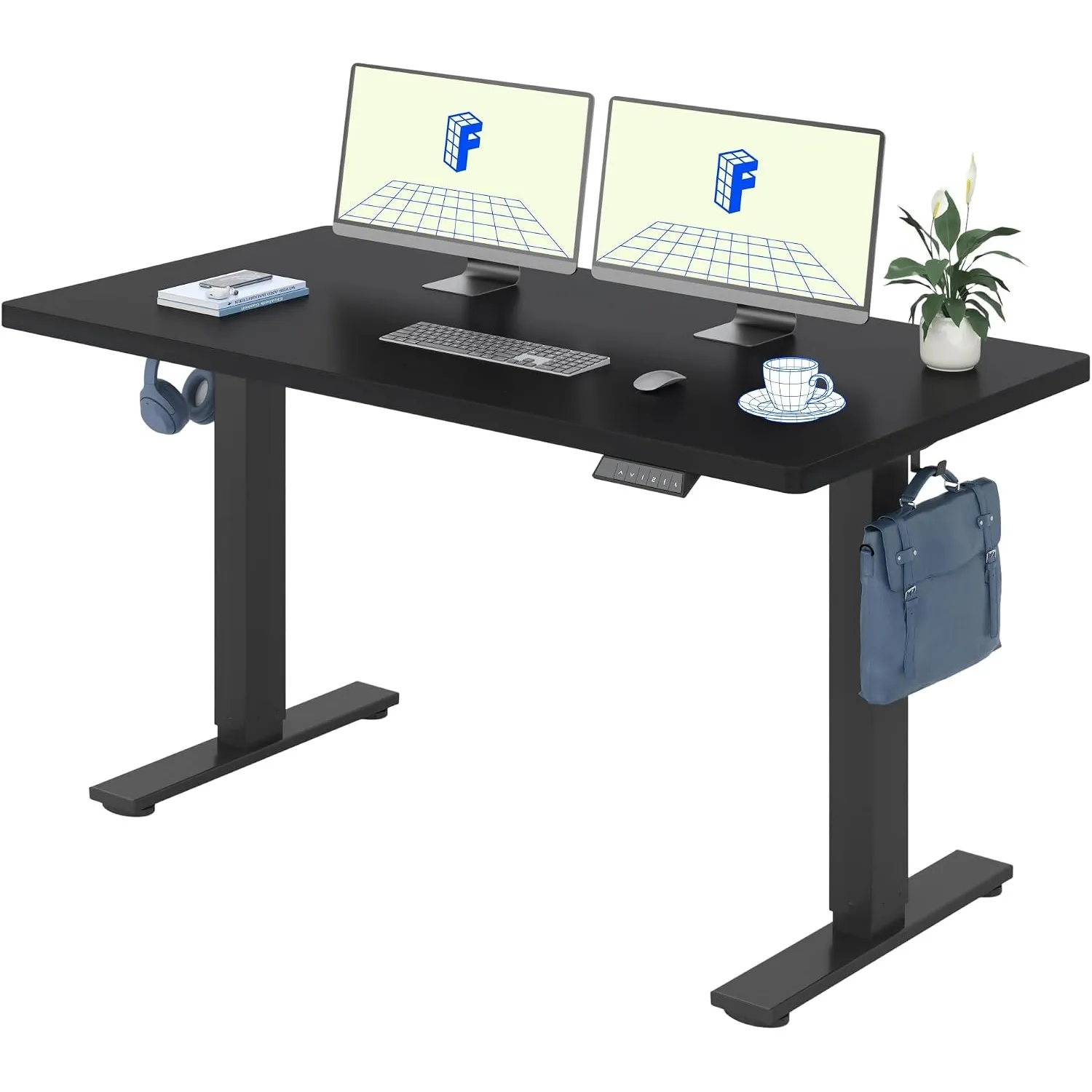 FLEXISPOT Höhenverstellbarer Schreibtisch Basic 160x80cm | mit Haken und 25mm EINTEILIGER Tischplatte, ergonomischer Sc…
