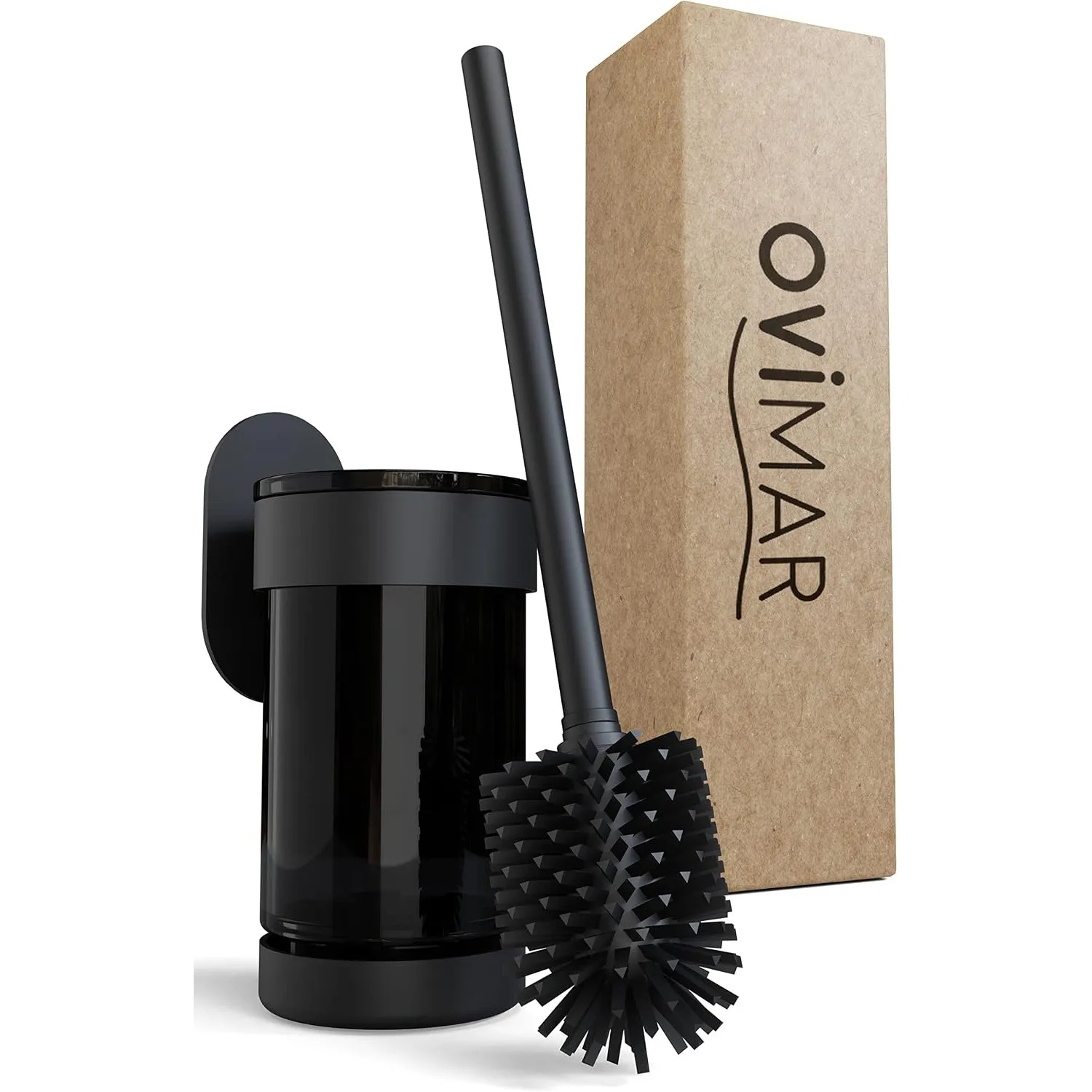 ovimar Toilettenbürste Finnkona | schwarz | Wandhalterung ohne Bohren | Silikon Klobürste | Belüftungsfunktion | zum Kl…