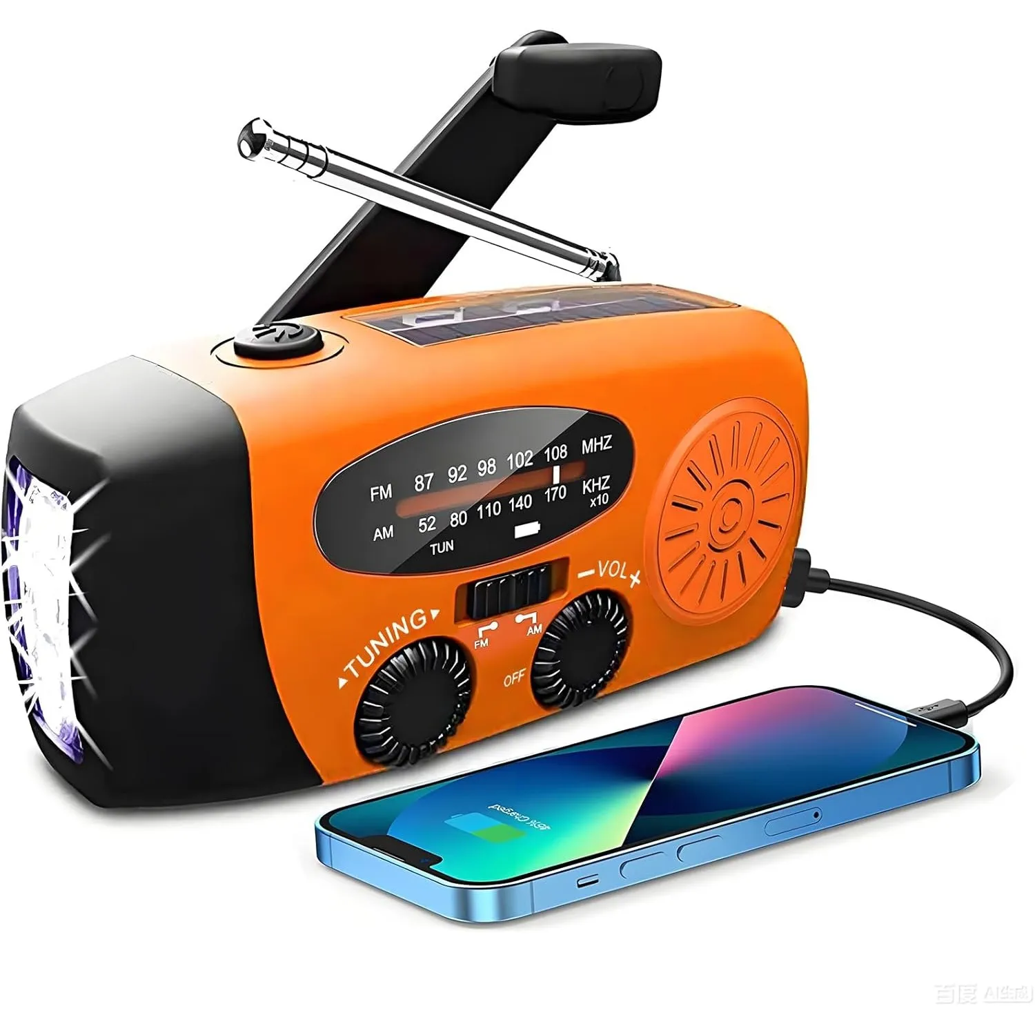 Solar Radio, Tragbar Kurbelradio Dynamo Radio mit AM/FM, Notfall Radio mit Kurbel, 2000mAh Wiederaufladbare Powerbank,L…