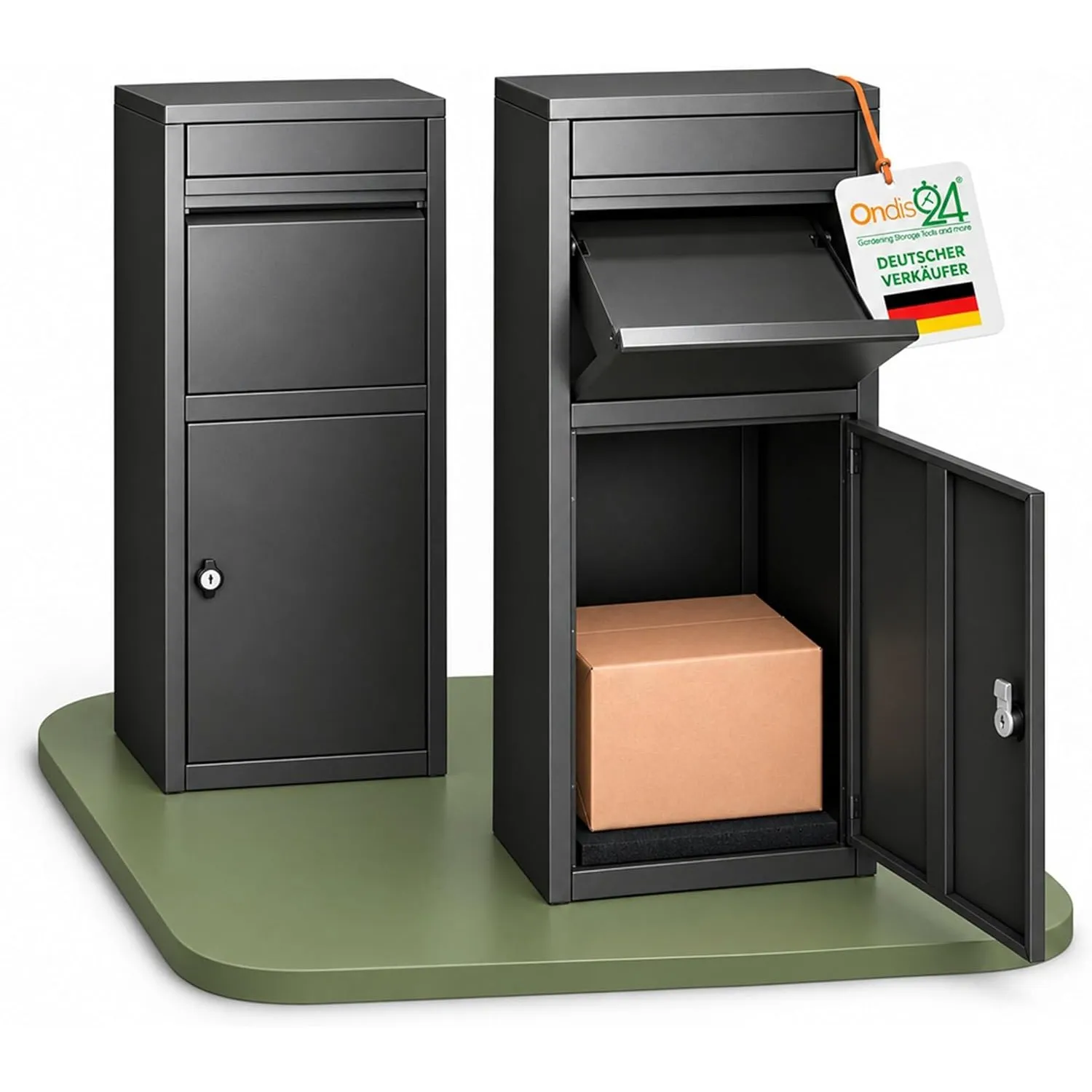 Ondis24 Korona Paketbox Postbox für Pakete, Päckchen, für Briefe mit Paketsafe (Schwarz)