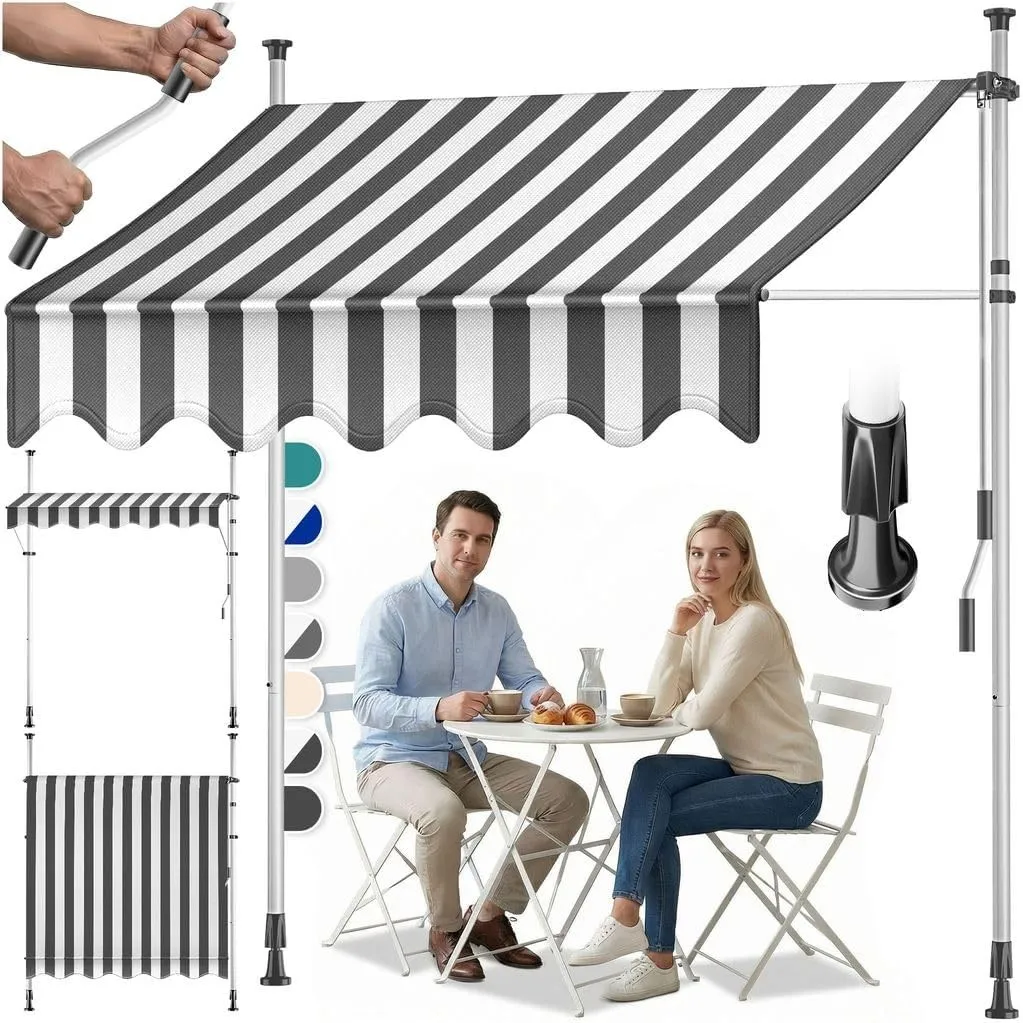 KESSER® Klemmmarkise mit Handkurbel Balkon | Balkonmarkise ohne Bohren | Markise UV-beständig höhenverstellbar & wasser…