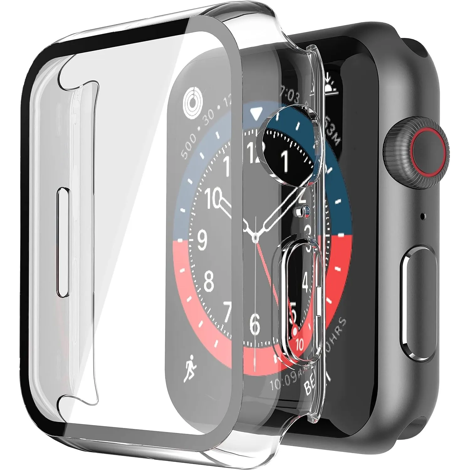 Misxi Schutzhülle mit Displayschutz für 45mm Apple Watch Series 9/8/7 | 2 Stück, Harte PC-Hülle, Gehärtet Displayschutz…