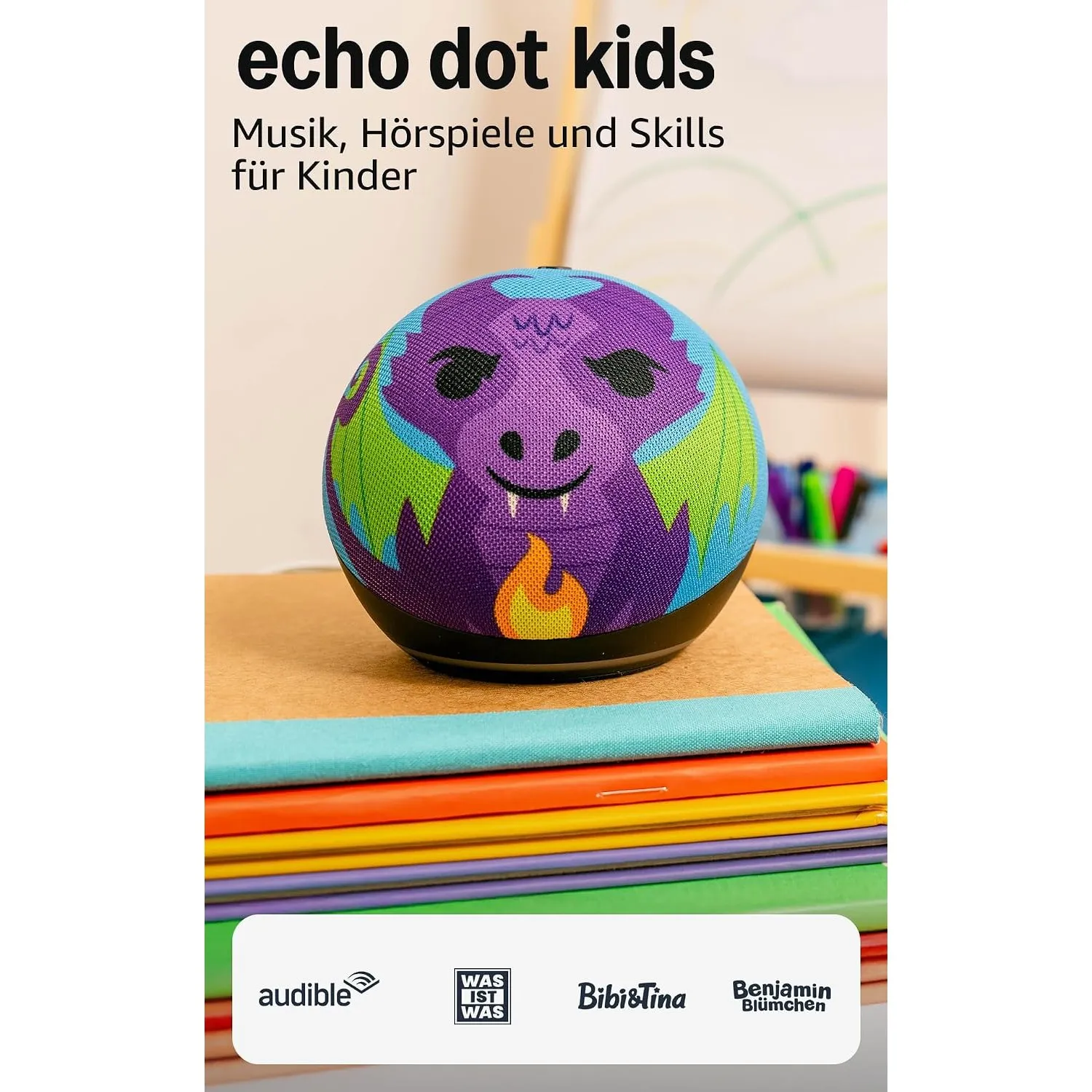 Echo Dot Kids (Neueste Generation) | Smarter WLAN- und Bluetooth-Lautsprecher | 1 Jahr Amazon Kids+ inklusive | Drachen…