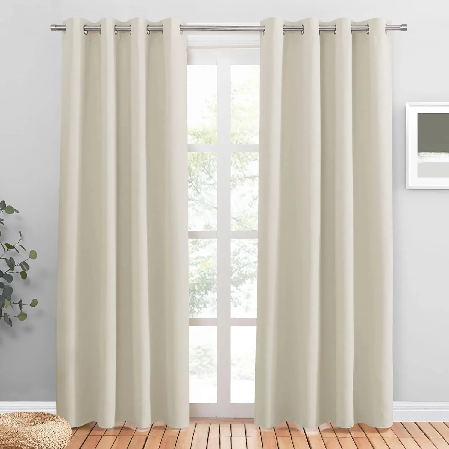 PONY DANCE Thermovorhang Hitzeschutz Haustür Vorhang Verdunkelung Ösen | 2er Set, H220 x B140 cm, Beige, Gardinen Abdun…