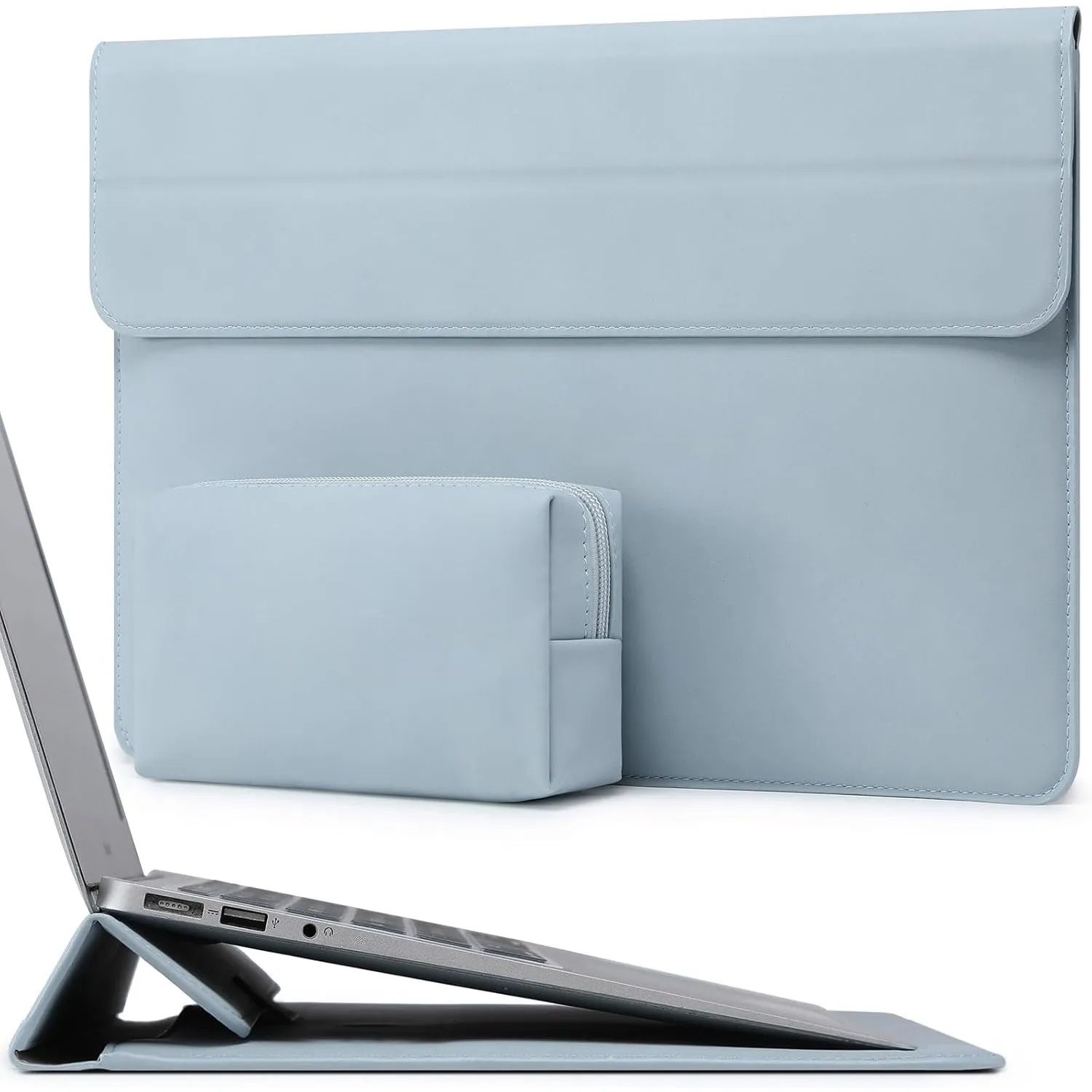 HYZUO 13 Zoll Laptoptasche mit Ständer für MacBook Air, Blass Blau | für MacBook Air 13 M5-M1, 2026 13" MacBook Neo, 20…