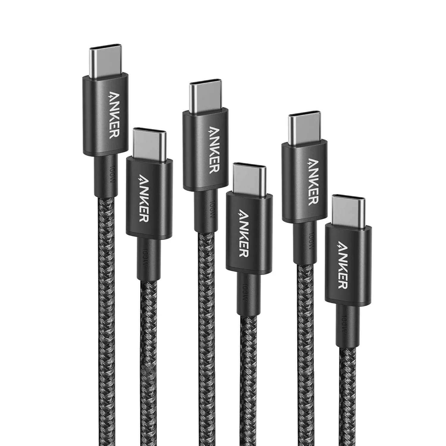 Anker 100W USB C Kabel PD 3.0 [3 Stück 1m+1,8m+3m], Schwarz