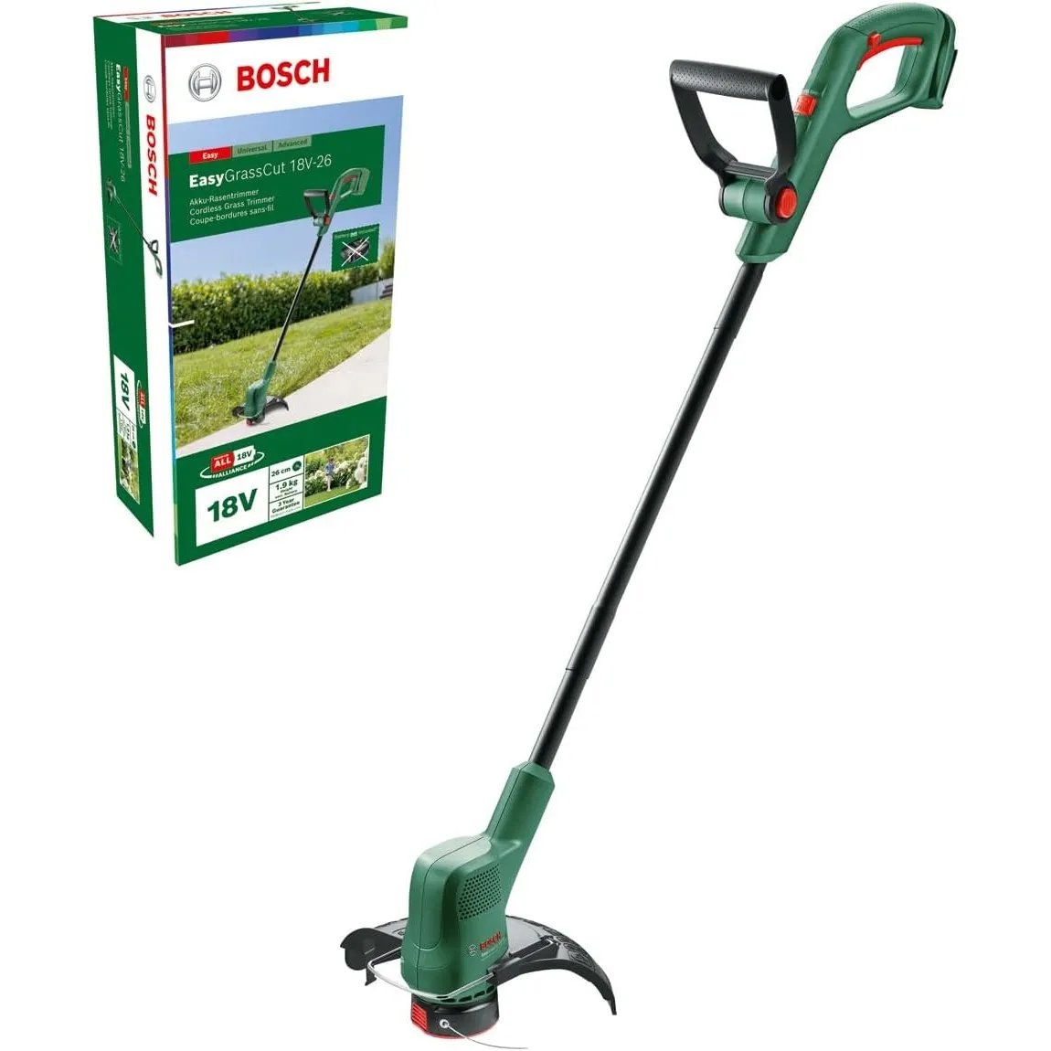 Bosch Akku Rasentrimmer EasyGrassCut 18V-26 (ohne Akku, 18 Volt System, Schnittkreisdurchmesser: 26 cm, im Karton)