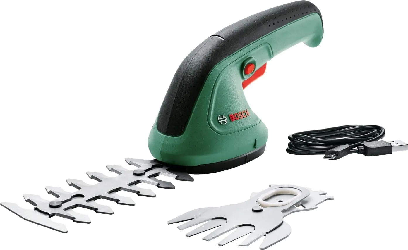 Bosch Gartenschere EasyShear (integrierter 3,6 V Akku, Akkulaufzeit: 40 min, Messerlänge: 12 cm (Strauch) / 8 cm (Gras)…