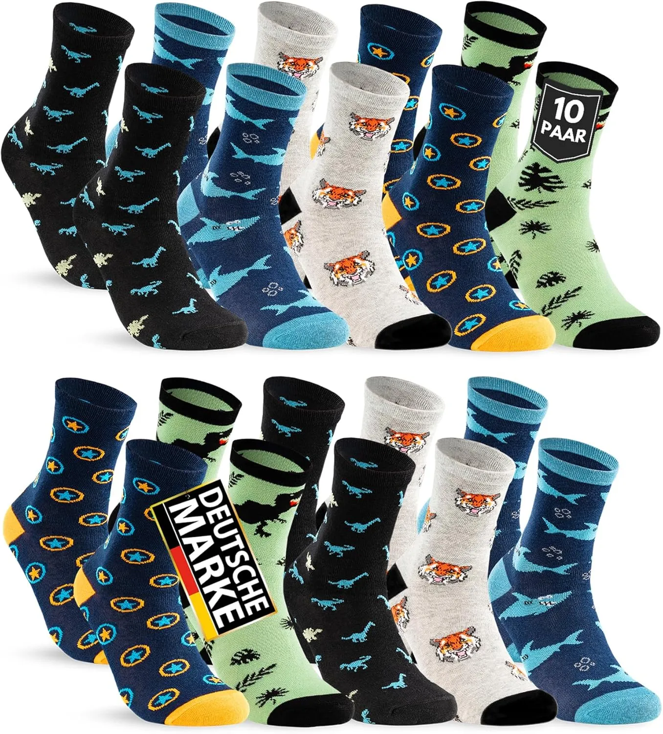 10 Paar Kinder Socken Jungen & Mädchen Baumwolle Kindersocken