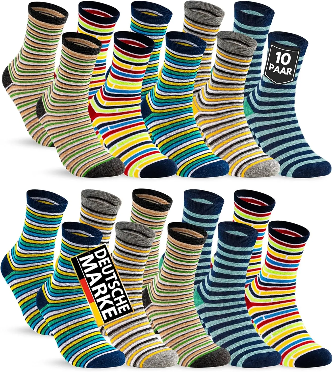 10 Paar Kinder Socken Jungen & Mädchen Baumwolle Kindersocken