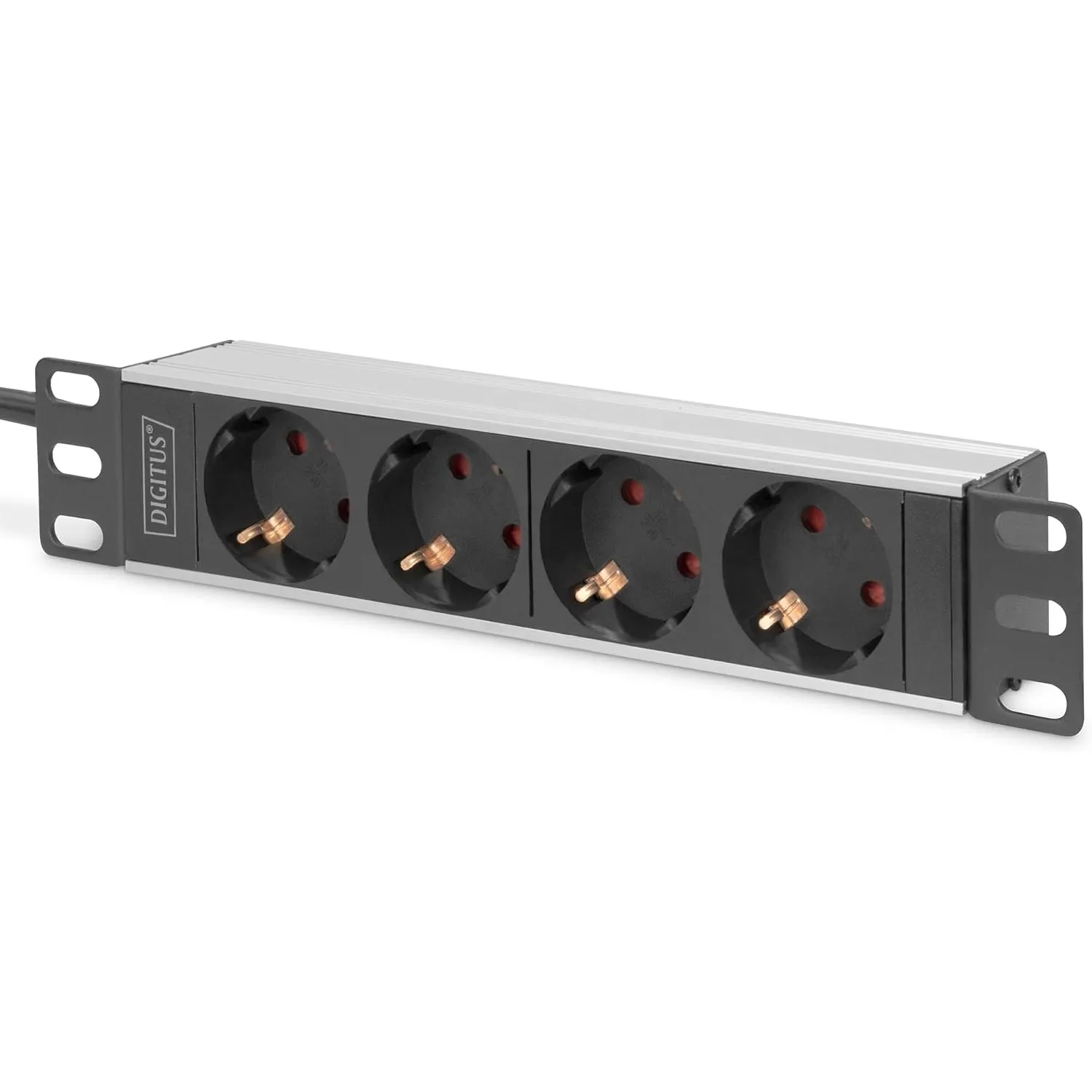 DIGITUS 4-Fach Steckdosenleiste - 1HE - 10-Zoll (254 mm) - Rack-Montage in Netzwerk-Schrank - DN-95418 - Silber/Schwarz…