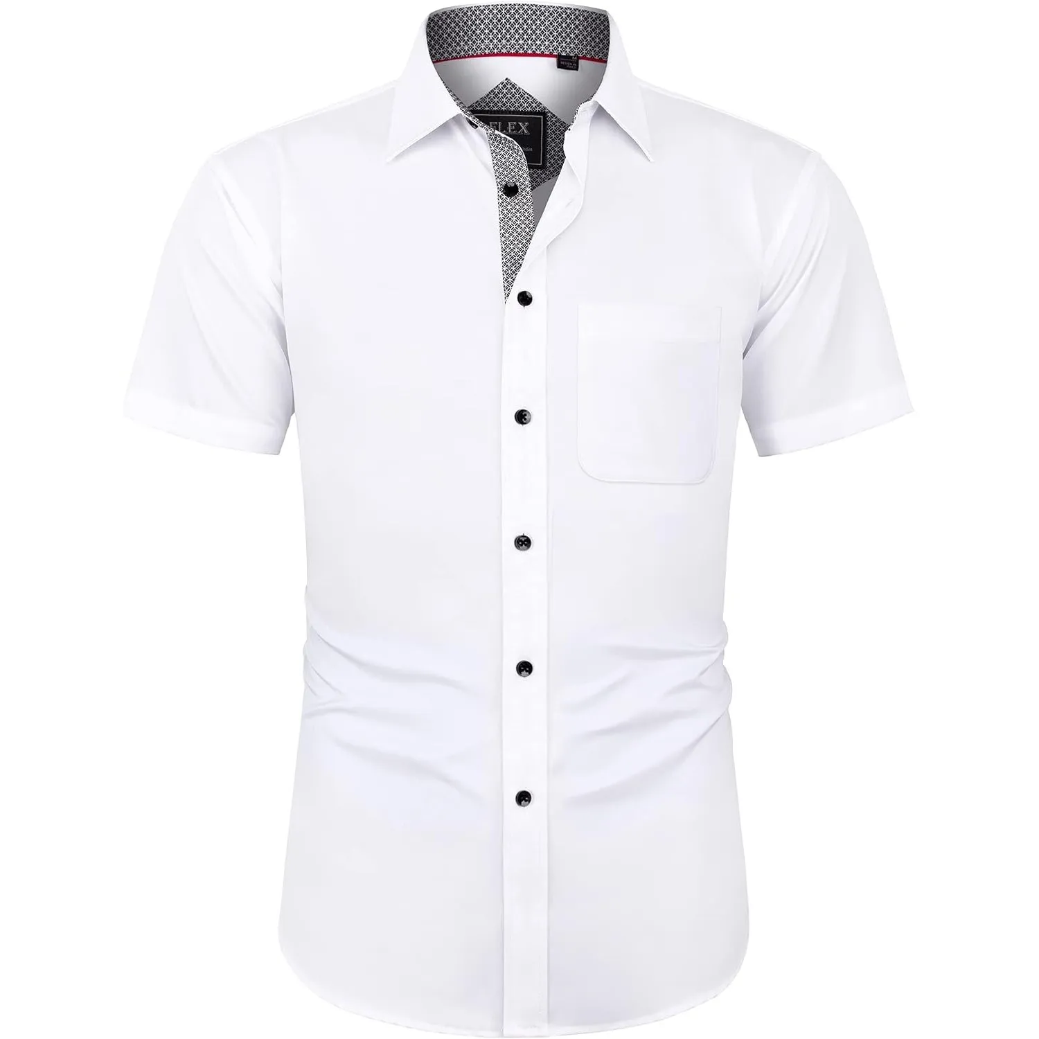 J.VER Herren Hemd Kurzarm Freizeithemd mit Tasche Regular fit Businesshemd Bügelleichte Oberteile Männer Modern