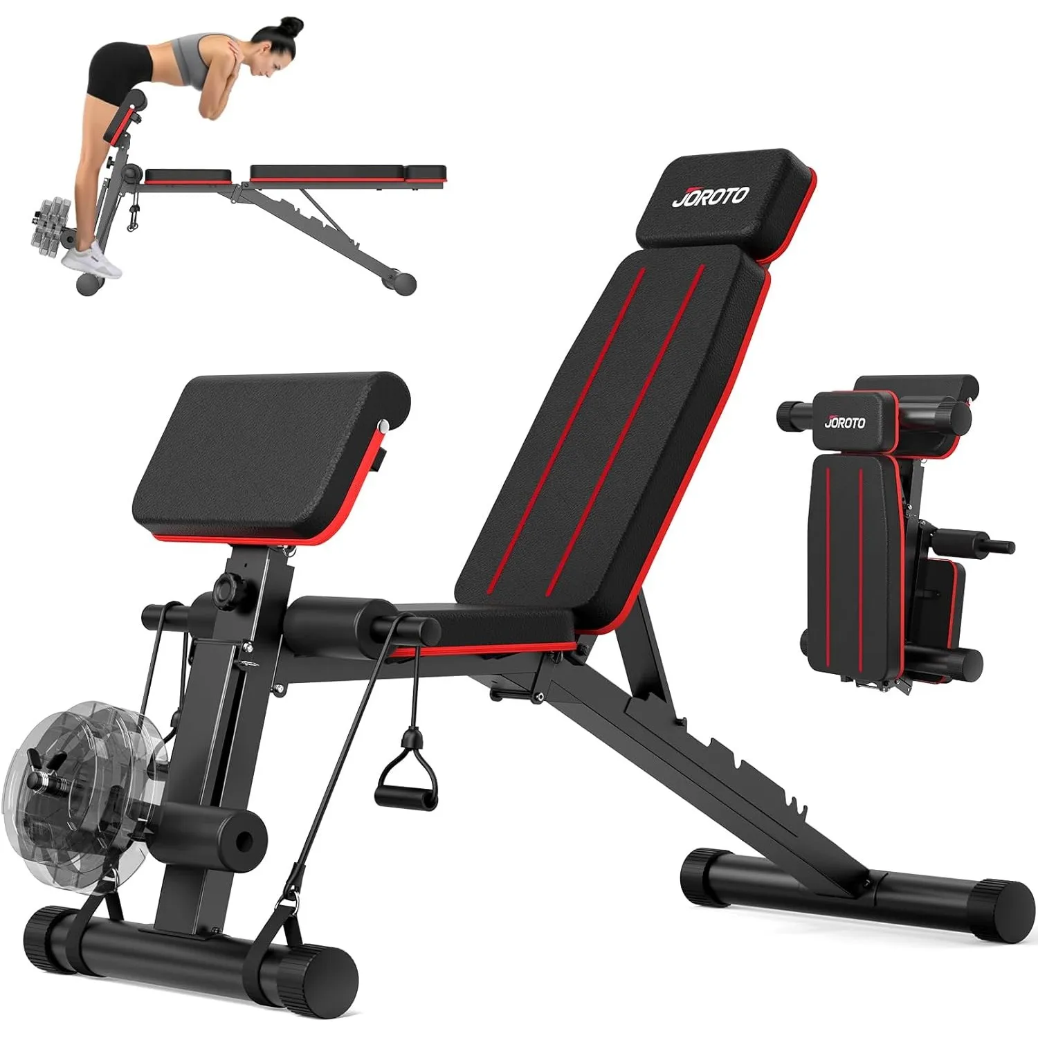 JOROTO Verstellbare Hantelbank für Heim-Fitnessstudio, 453,6 kg Kapazität, faltbare Neigung, flache Trainingsbank mit B…
