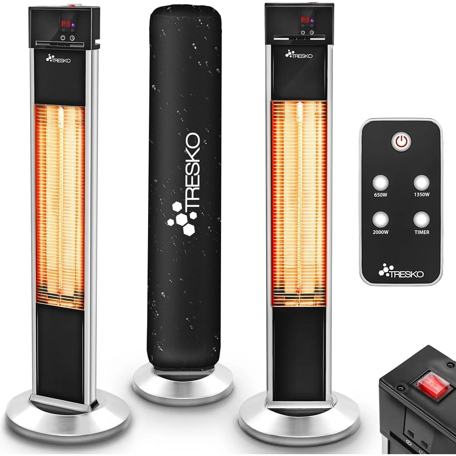 TRESKO® Infrarot Heizstrahler 2000W mit Fernbedienung für Innen & Außen