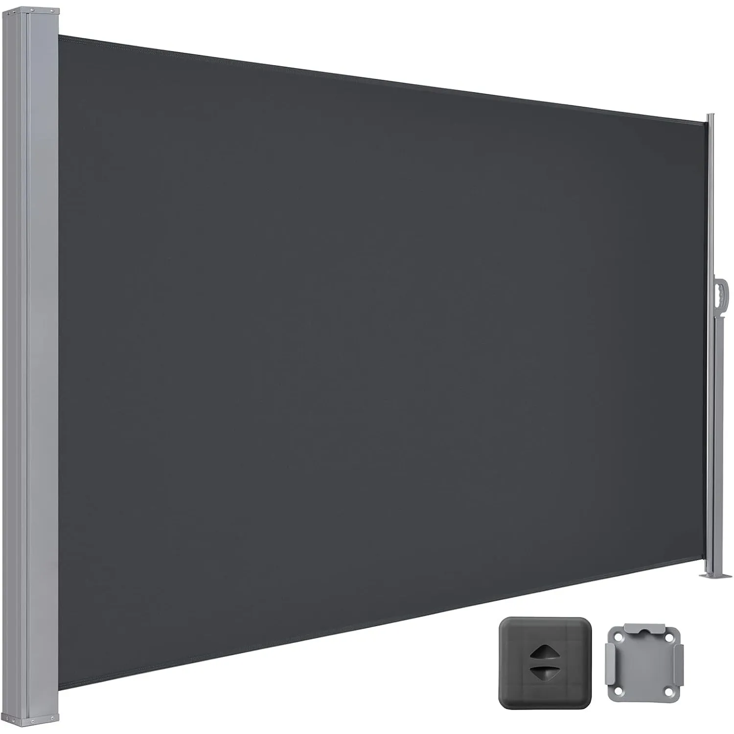 LARMNEE Seitenmarkise mit Stahl-Kasten, ausziehbar, 160 x 450 cm, Rostbeständig, Windschutz, Sonnenschutz, Seitenrollo,…