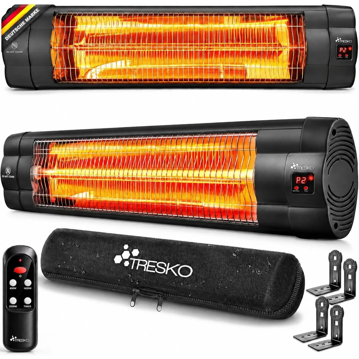TRESKO® Infrarot Heizstrahler 2500W mit Fernbedienung für Innen & Außen