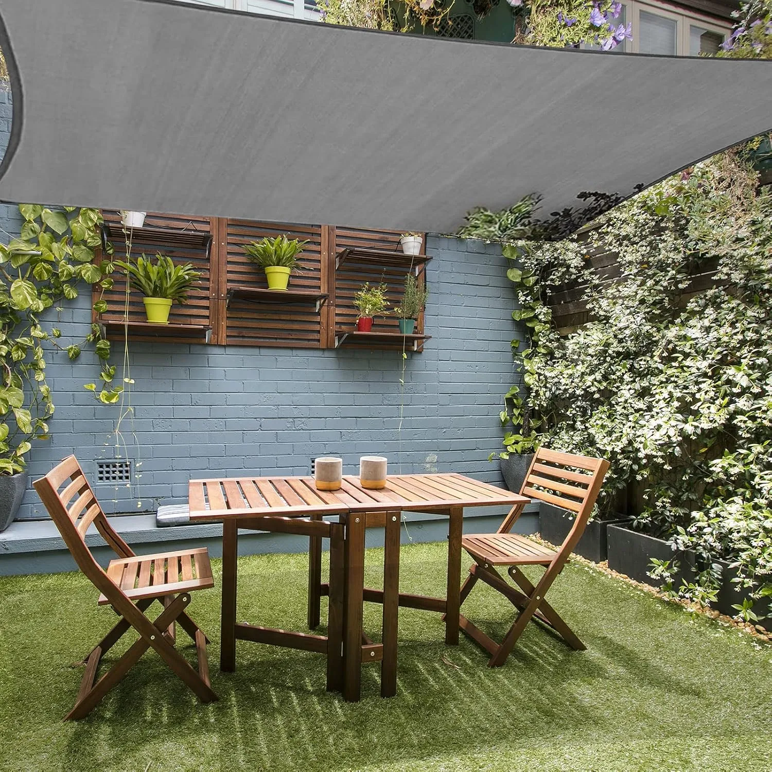 HAIKUS Sonnensegel 4x5 m Rechteckig, HDPE UV Schutz Sonnenschutz Atmungsaktiv Wetterbeständig für Garten Balkon und Terrasse 5x4, inkl Befestigungsseile, Rechteck 4x5m Grau