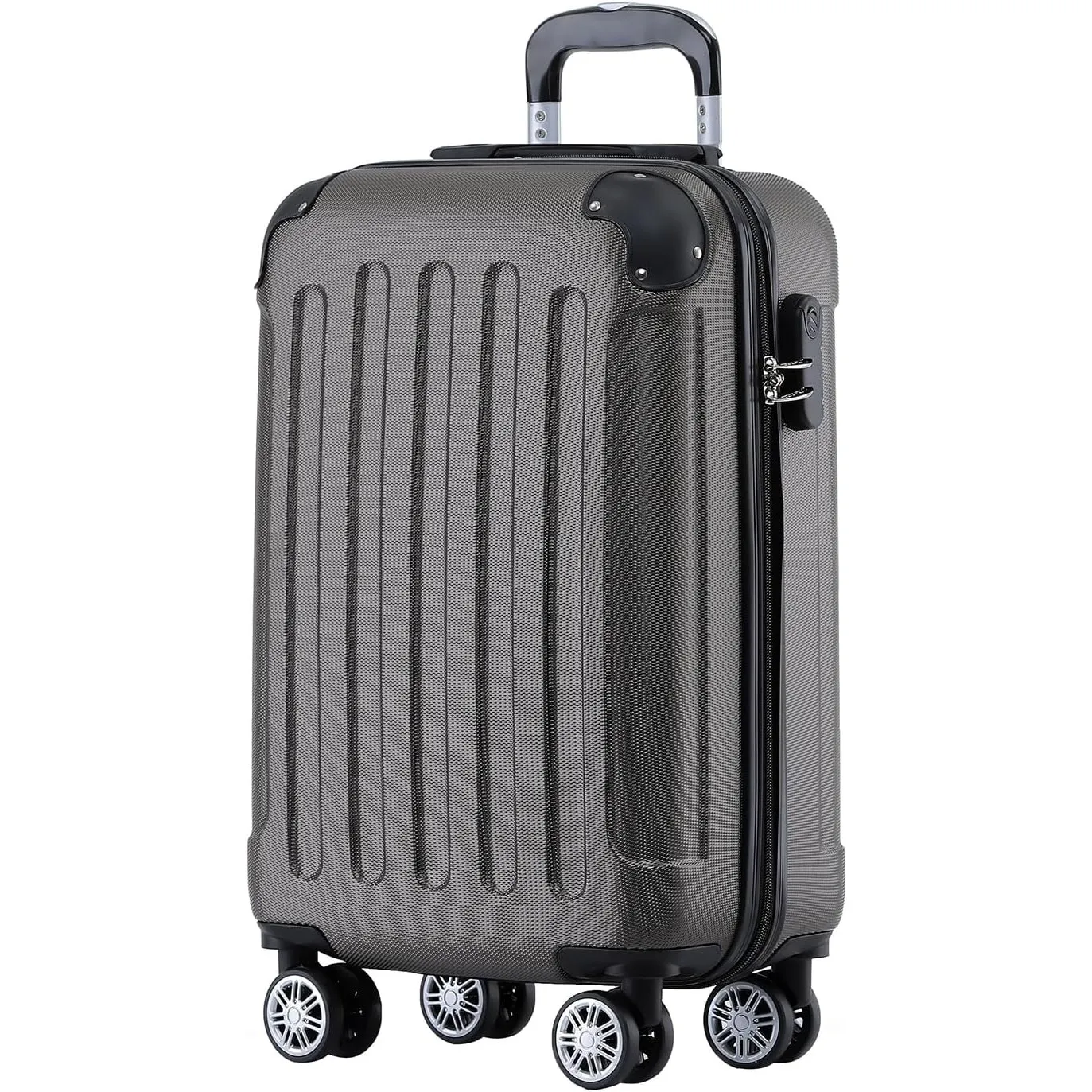 BEIBYE Handgepäck Koffer M 55 cm – Kabinenkoffer aus ABS, leicht, 360° Doppelrollen, Reisekoffer für Kurzreisen, Coffee