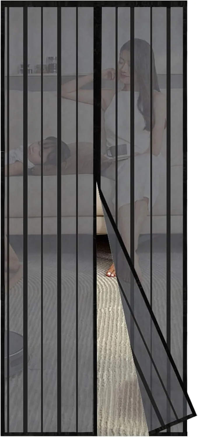 Sekey Magnet Fliegengitter Tür Vorhang für Holz, Eisen, Aluminium Türen und Balkon (70x200 cm, Schwarz)