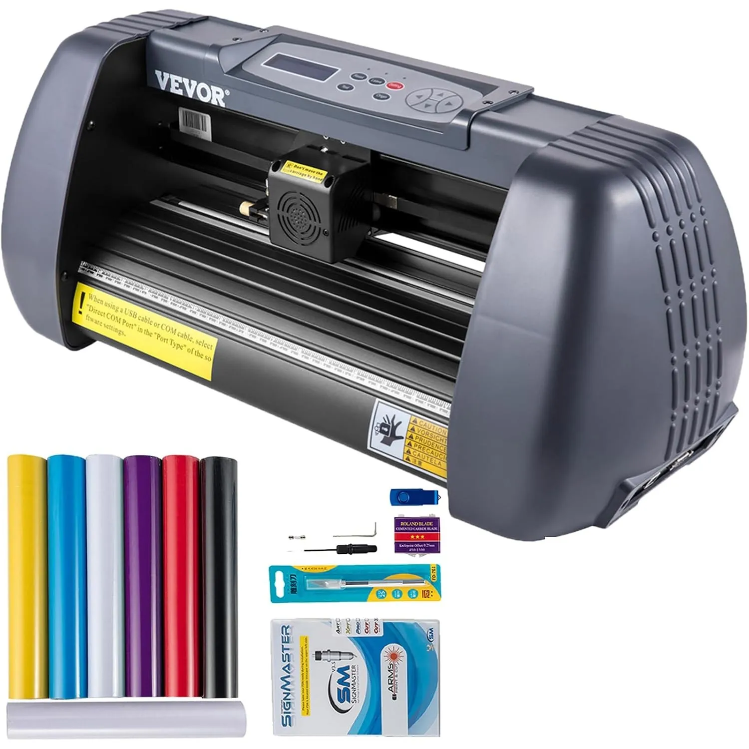 VEVOR 375 mm Vinyl Schneideplotter Papiereinzug, Folienplotter Drucker Vinyl Schneiden Set, Unterstützt DM/PL, HP/GL-Sp…