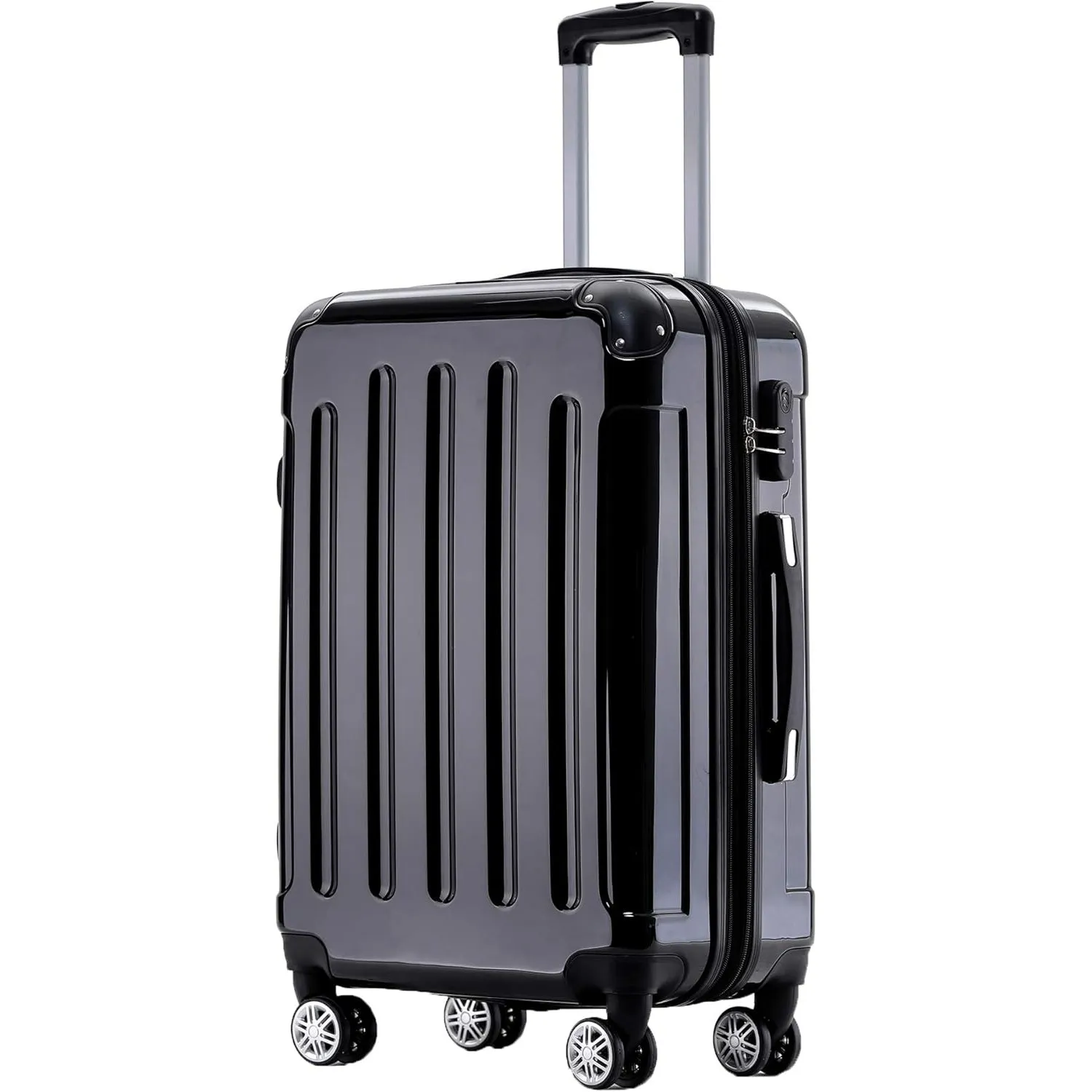 BEIBYE Zwillingsrollen 2048 Hartschale Trolley Koffer Reisekoffer in M-L-XL-Set in 15 Farben (Schwarz, M)