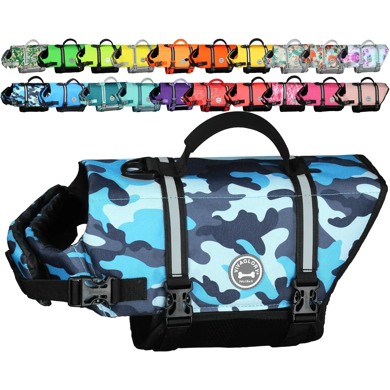 VIVAGLORY Rip Stop Schwimmweste Hund, Hundeschwimmweste, Schwimmhilfe & Auftrieb, Rettungsweste Hund für Bootfahren, XL…
